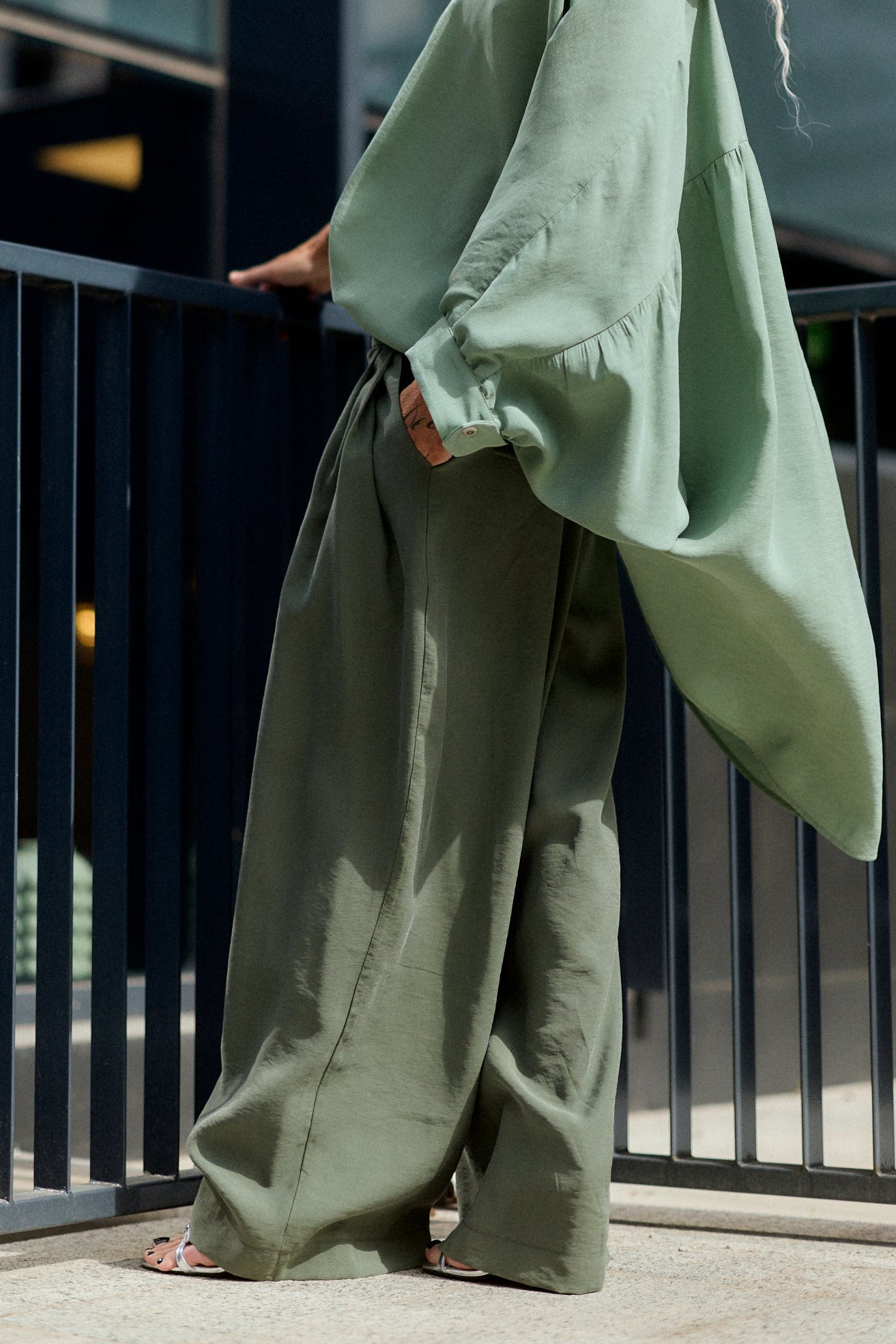Green Wide-Leg Pants