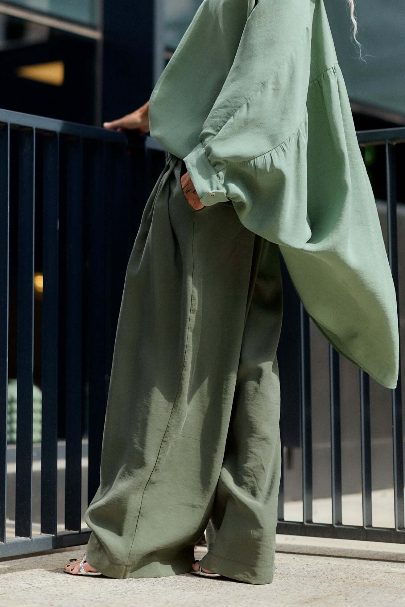 green wide leg dress pants Dark Green High Waist Long Wide Leg Trousers XL