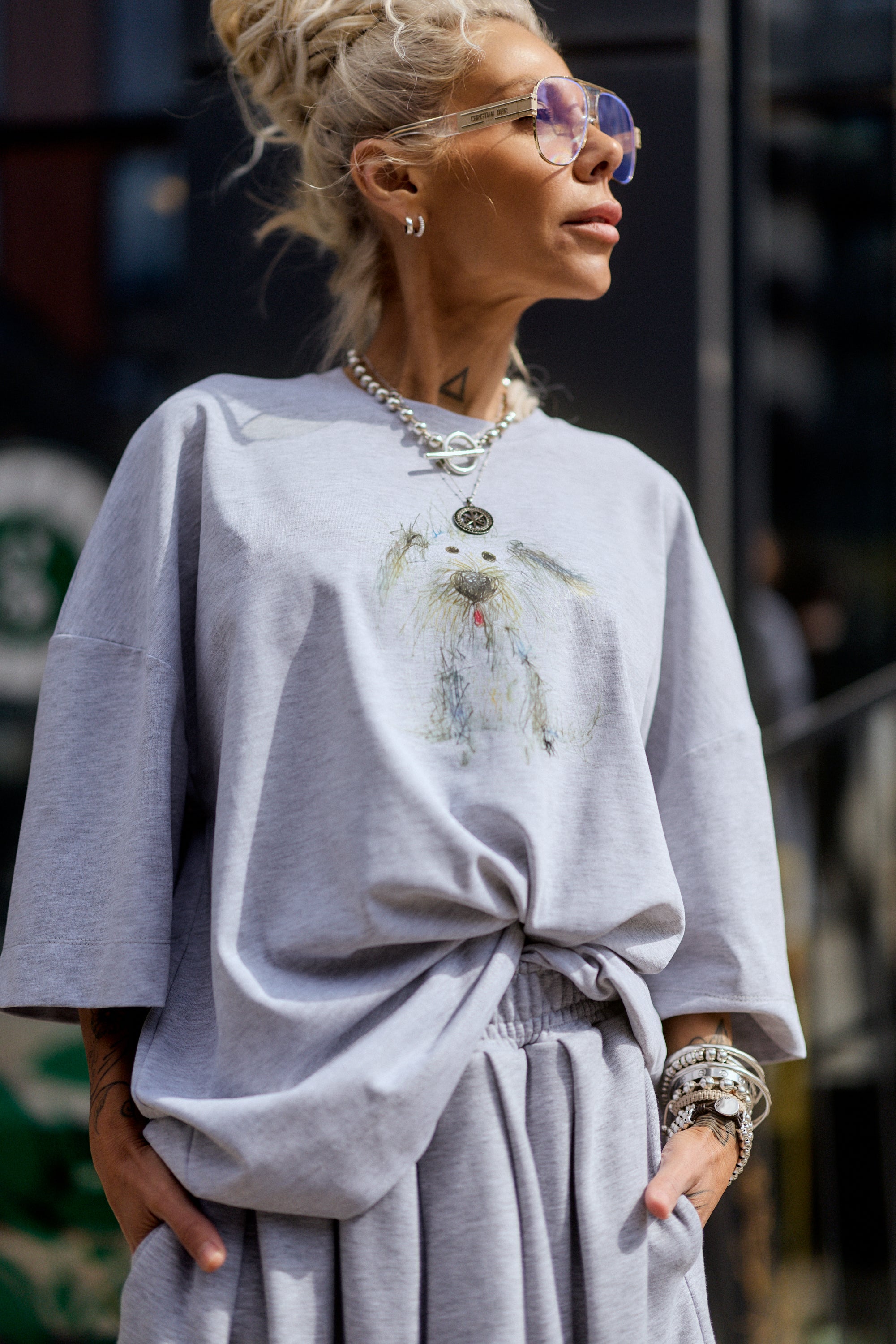 Grey Oversized Graphic T-Shirt