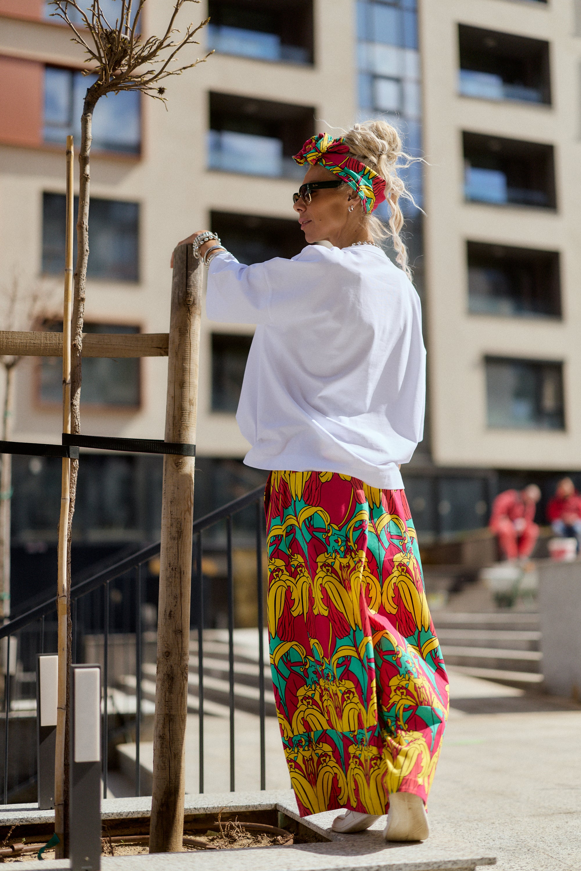 Wide-Leg Printed Pants