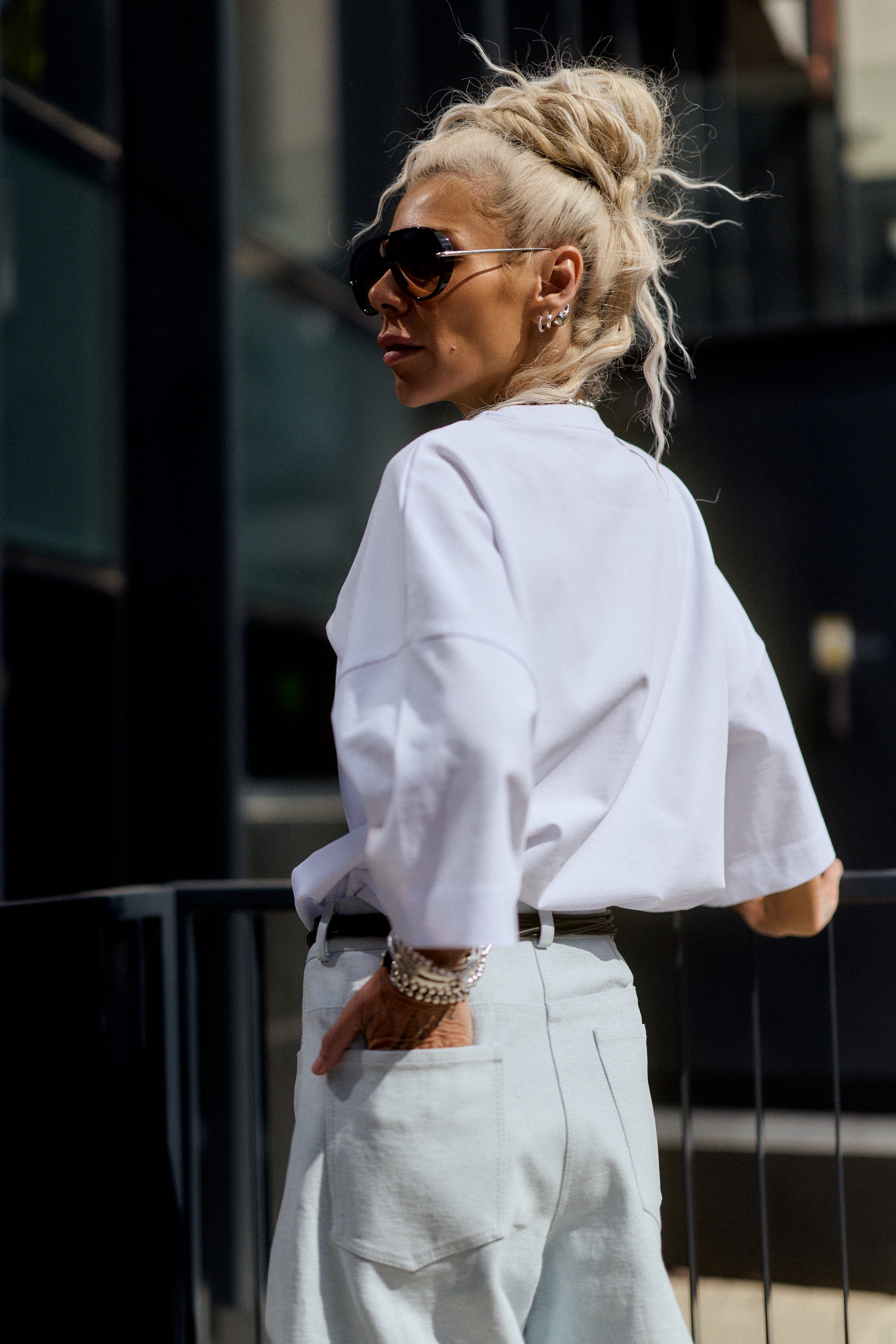 Wide-Leg Denim Pants