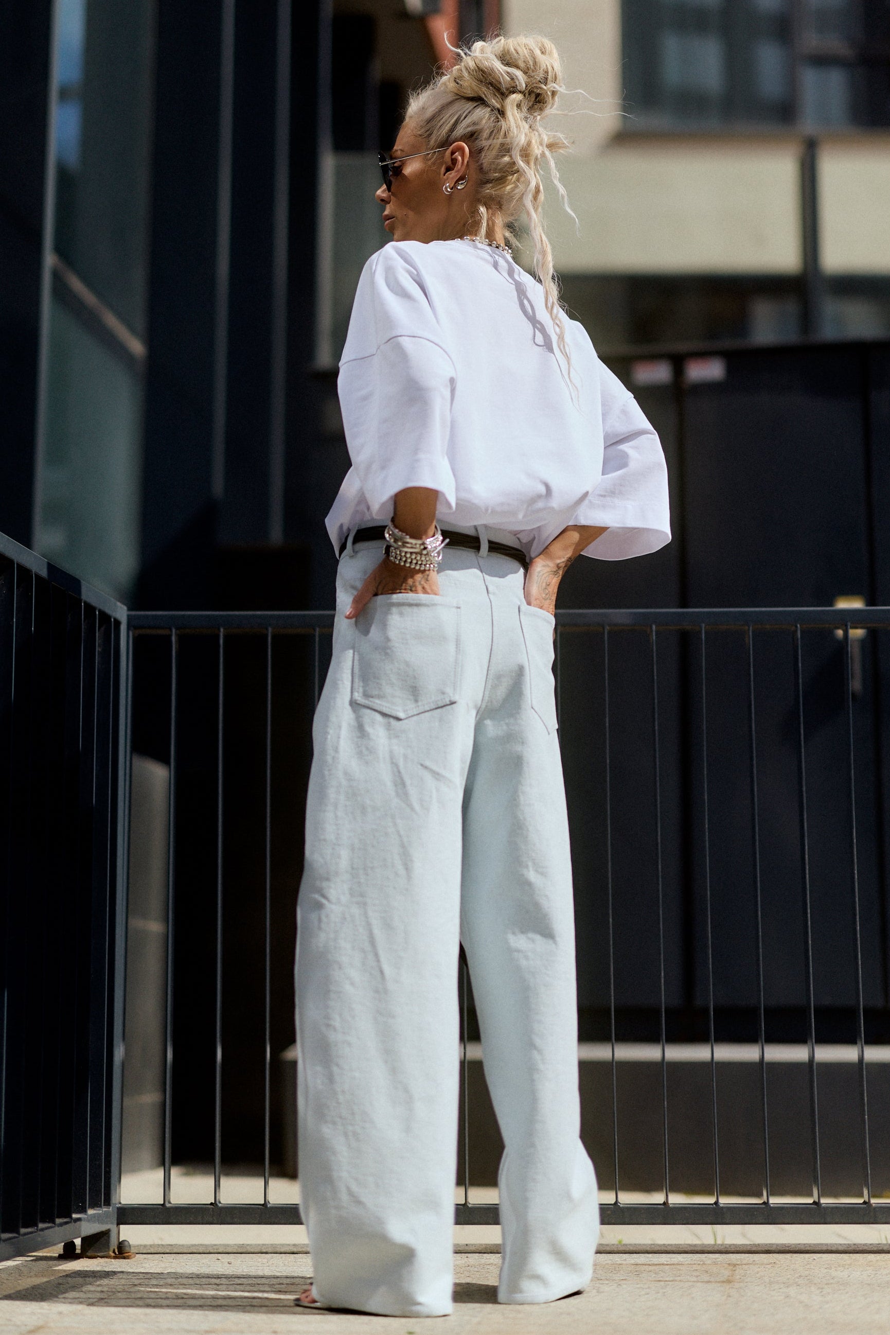 Wide-Leg Denim Pants