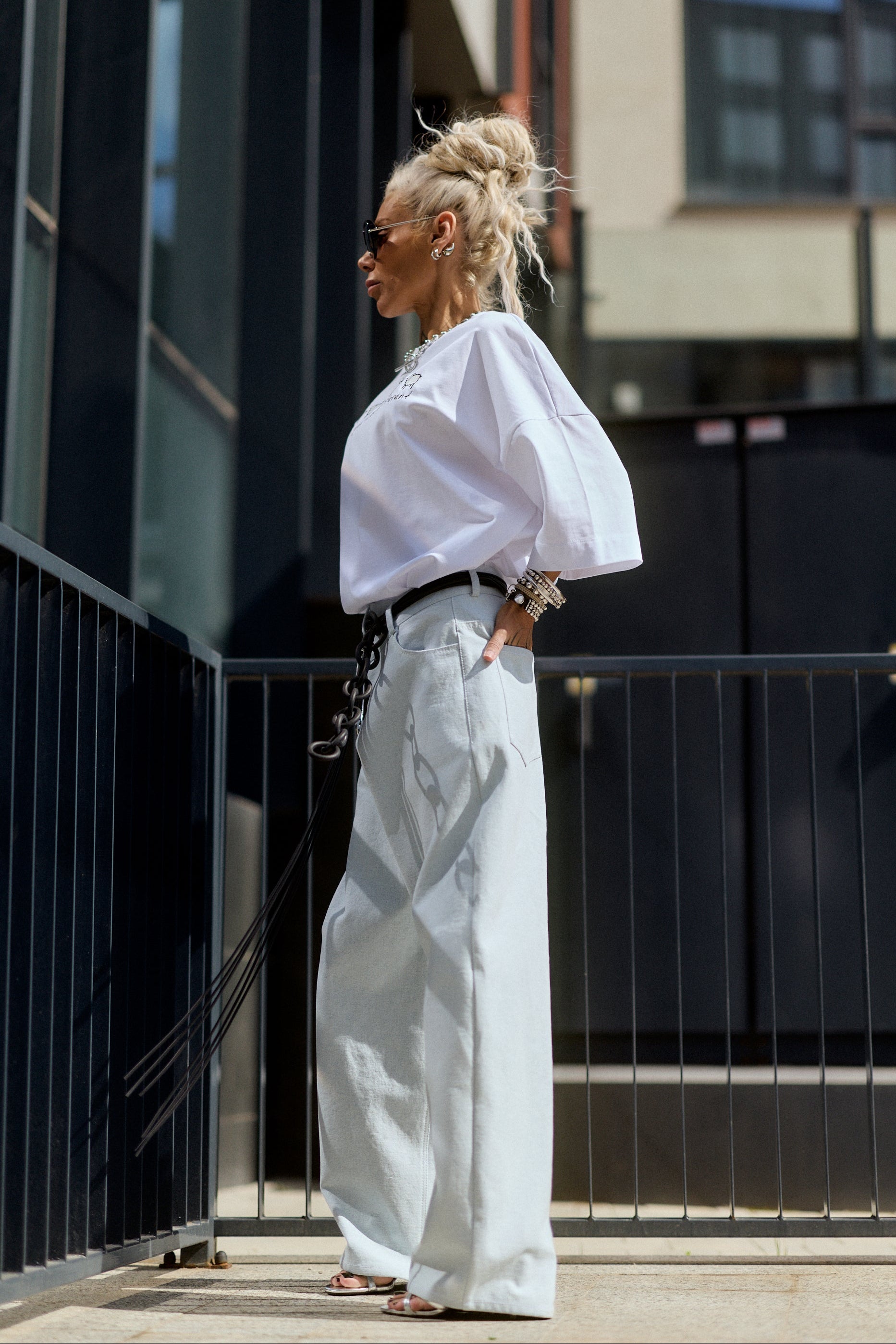 Wide-Leg Denim Pants