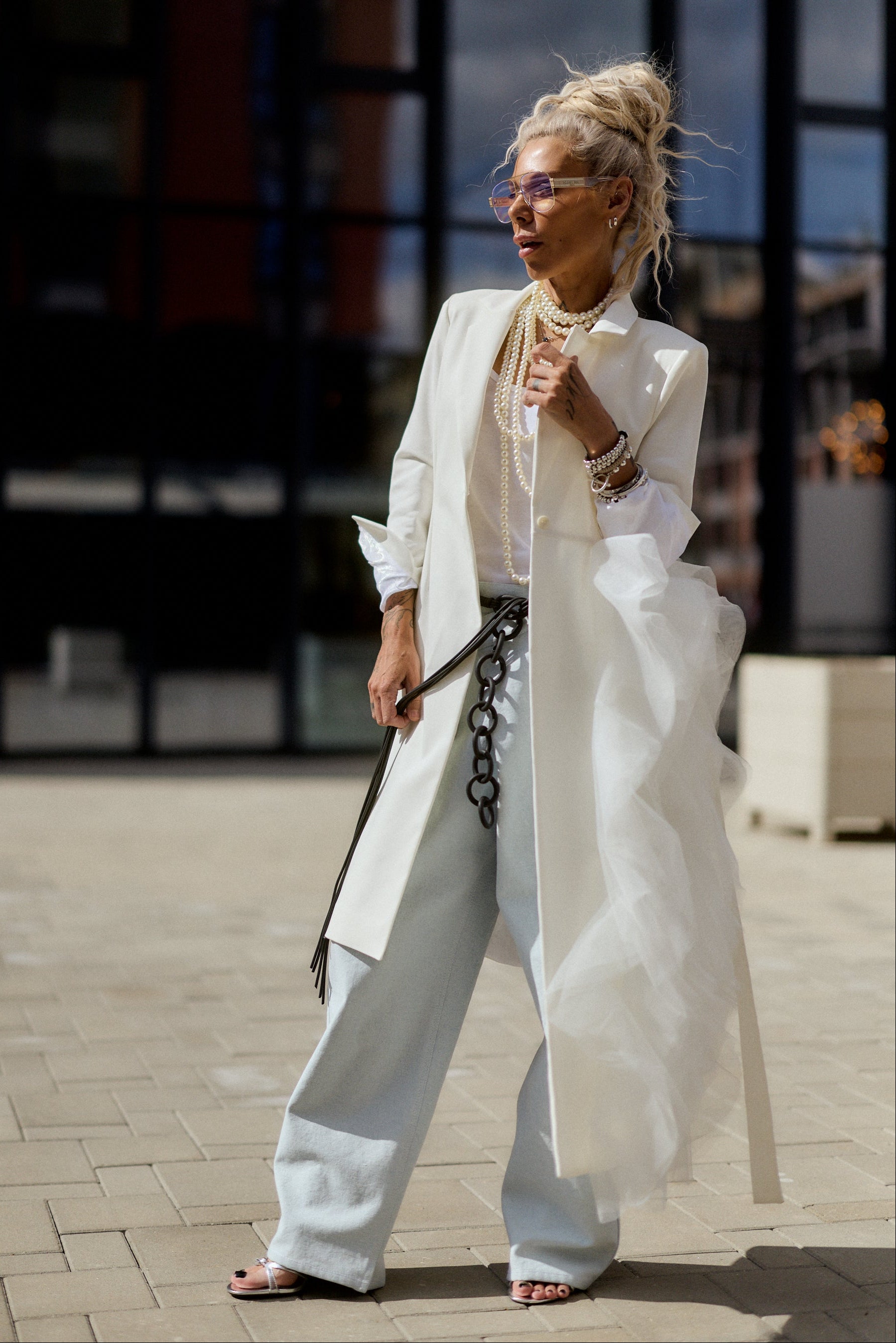 Off-white Tulle Detail Blazer