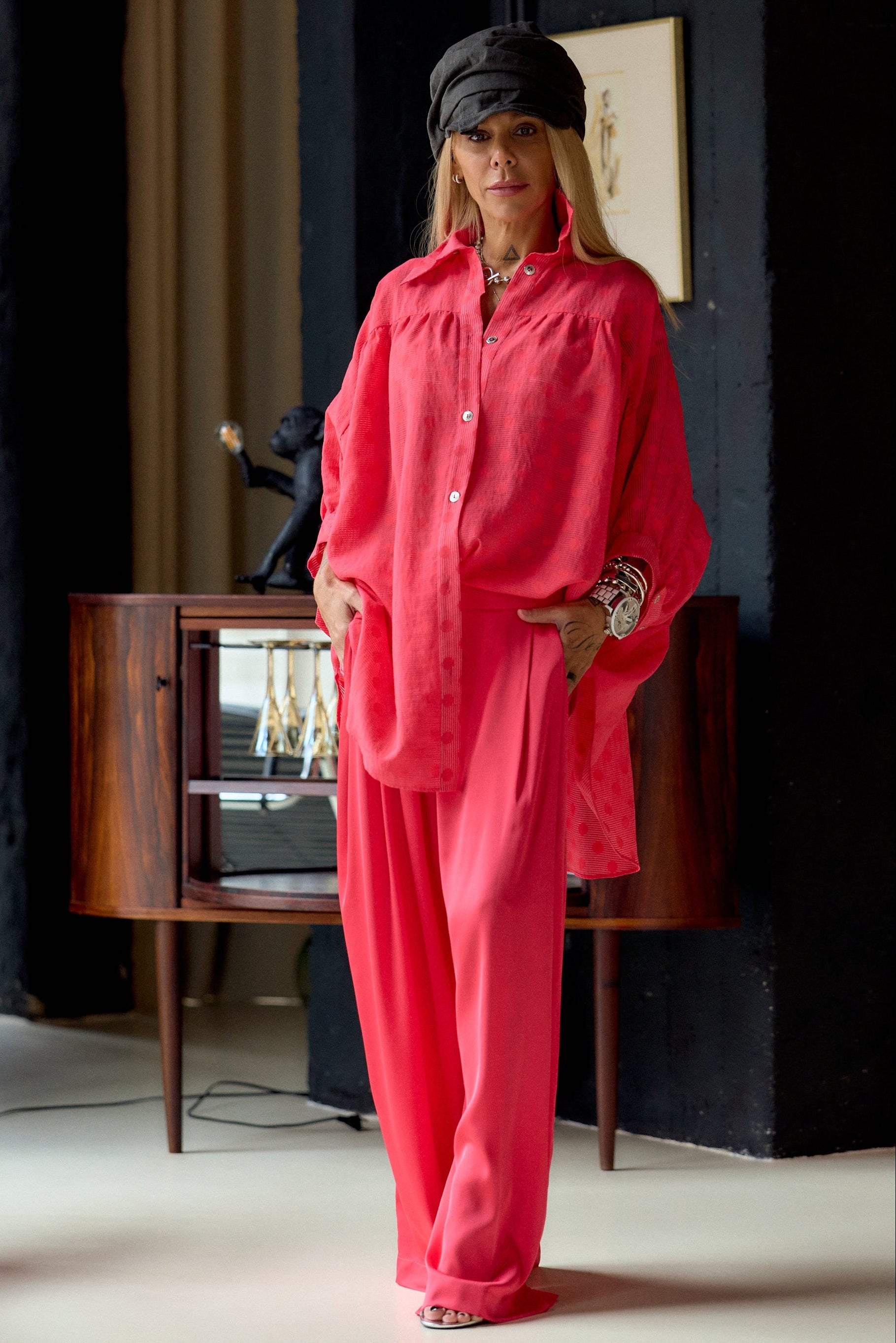 Coral Wide-Leg Pants