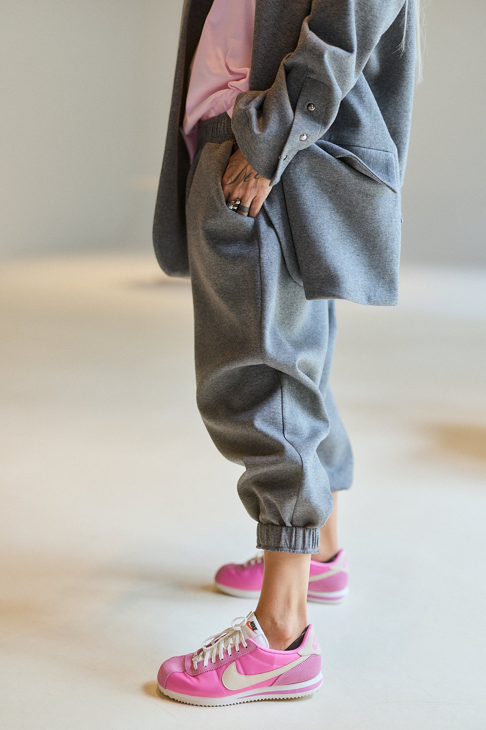 Grey Relaxed Cropped Jogger Pants