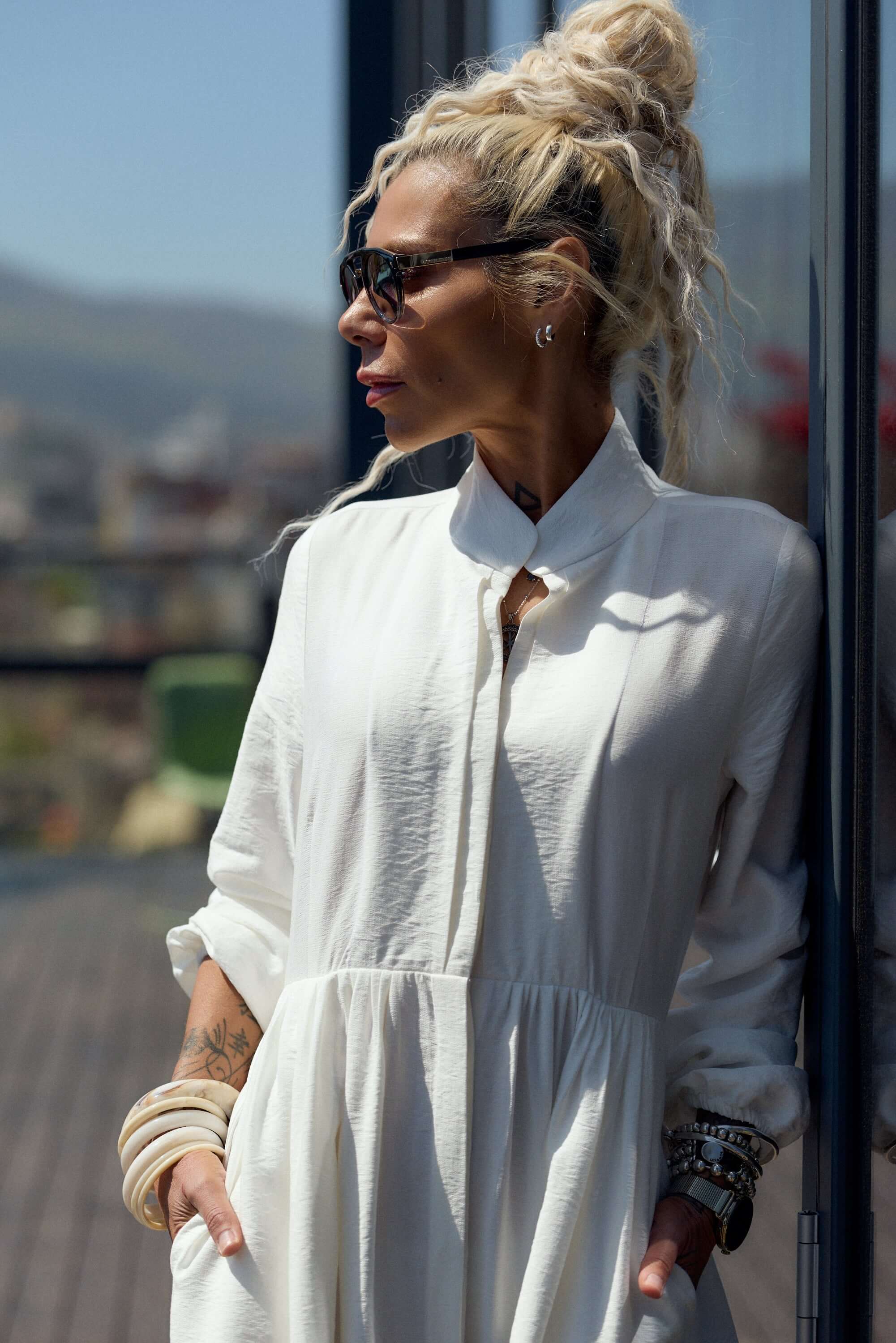 white maxi dress street style simple does it