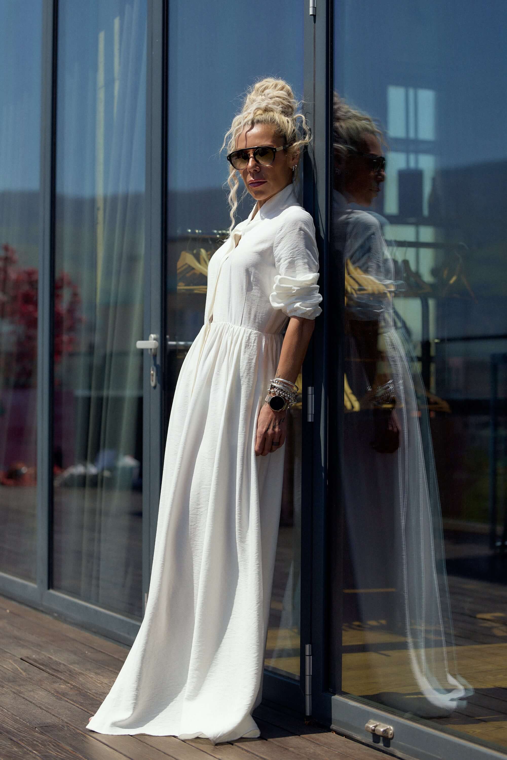 white elegant maxi dress Anastasia Drop Waist Halter Maxi Dress