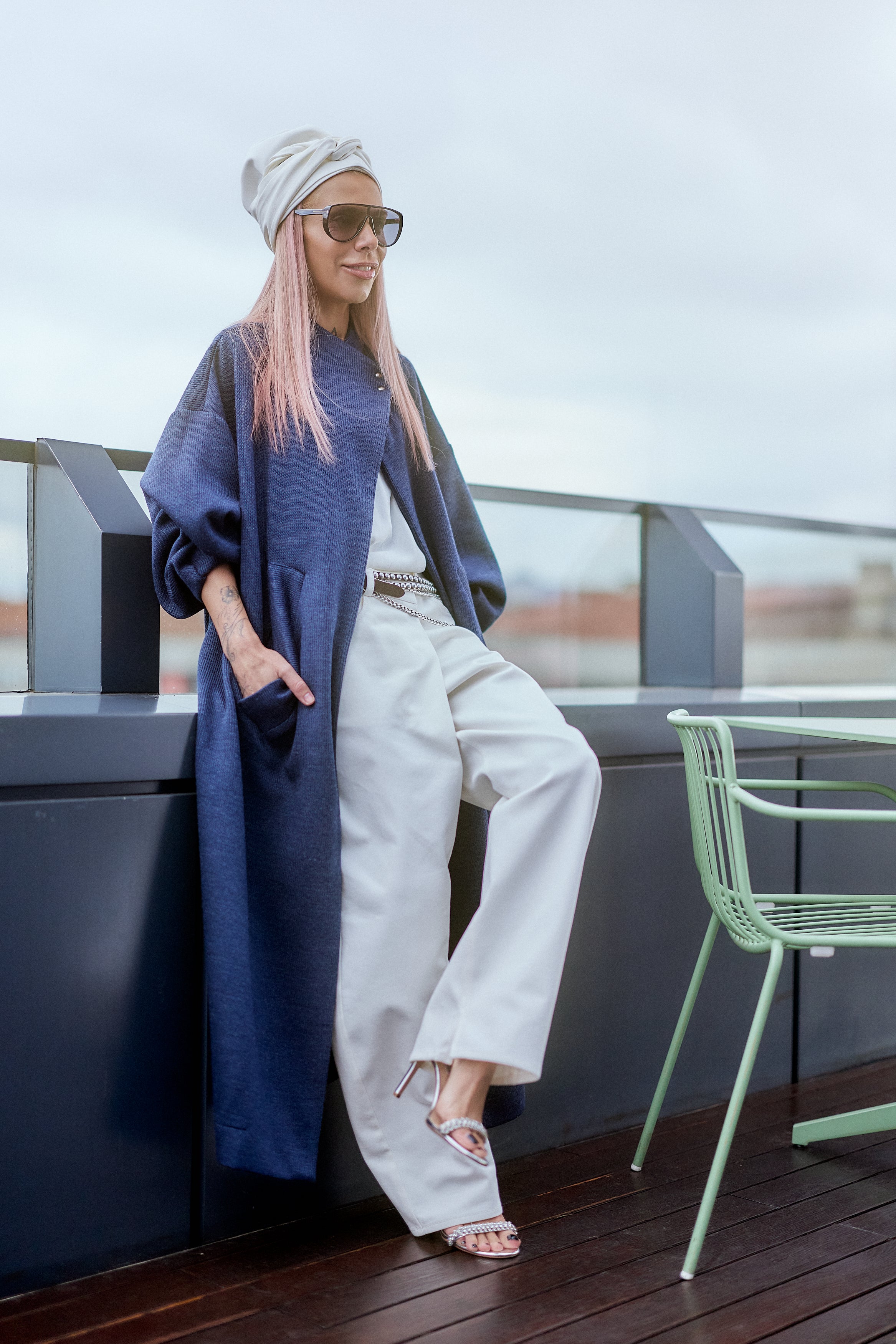 White Wide-Leg Denim Pants