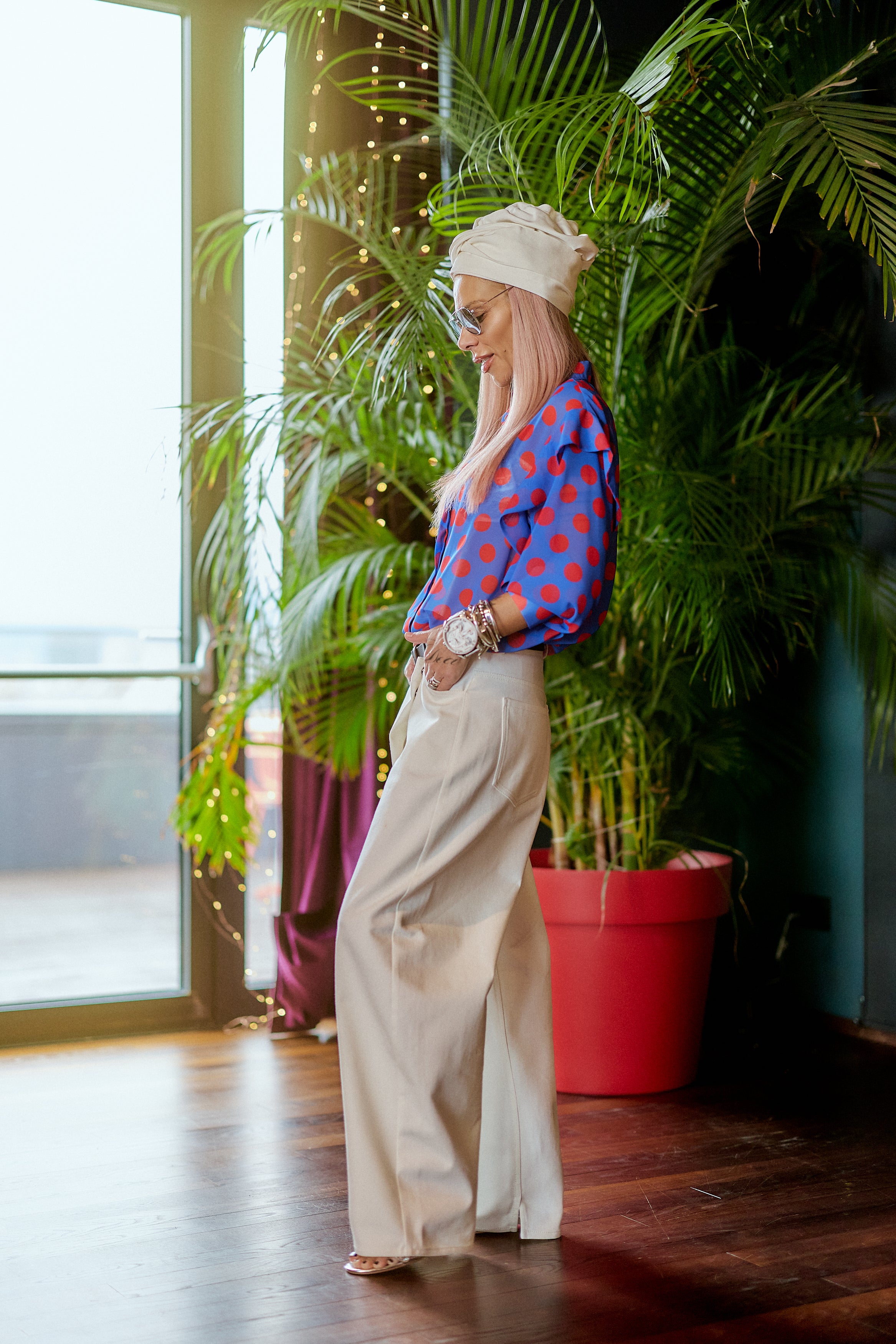 White Wide-Leg Denim Pants