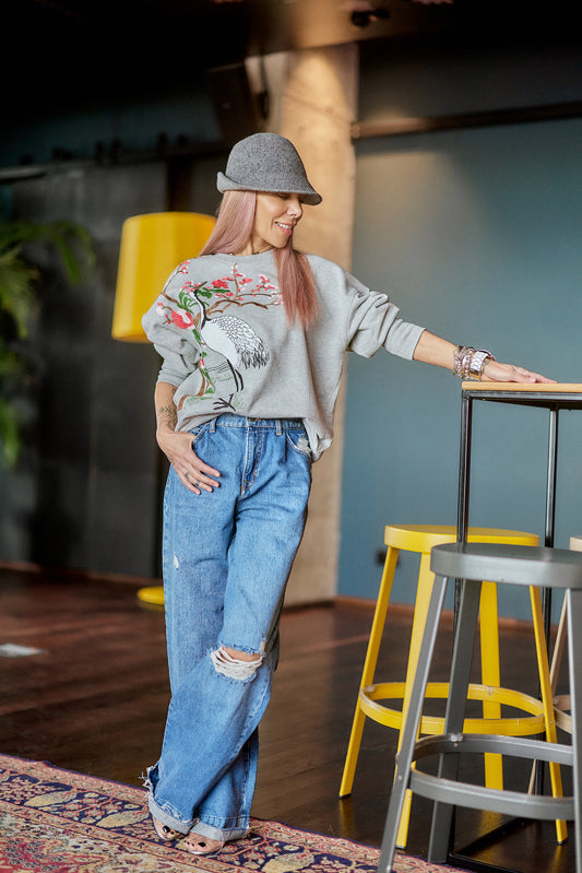 EMBROIDERED applique Blouse Top