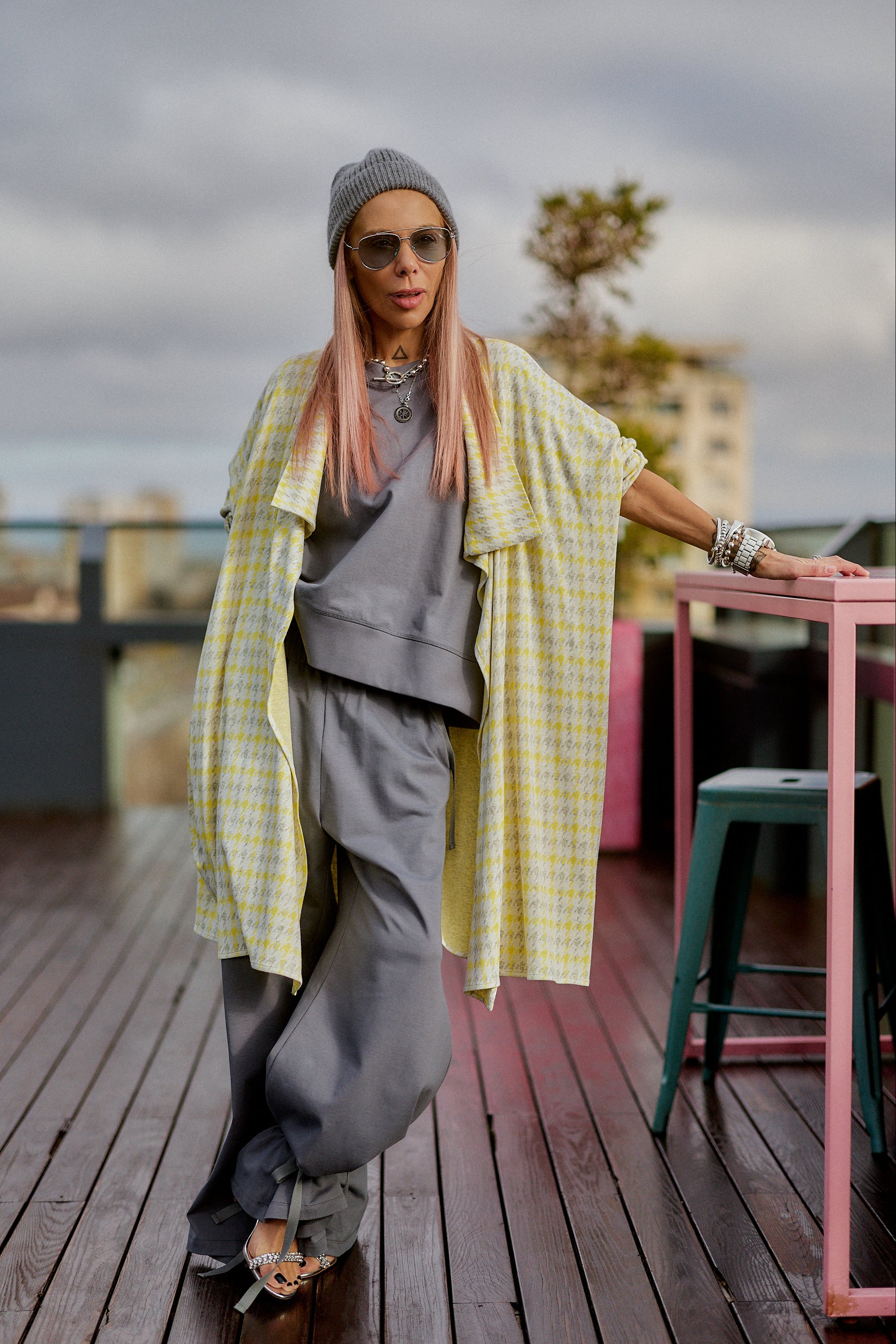 3-Piece Set – Grey with Houndstooth Vest