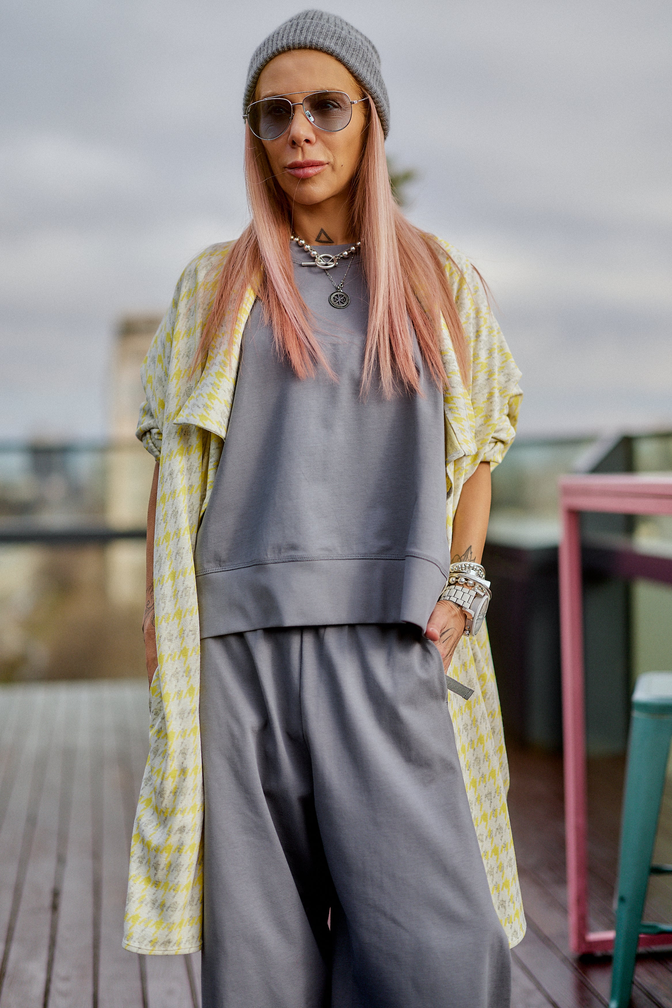 3-Piece Set – Grey with Houndstooth Vest