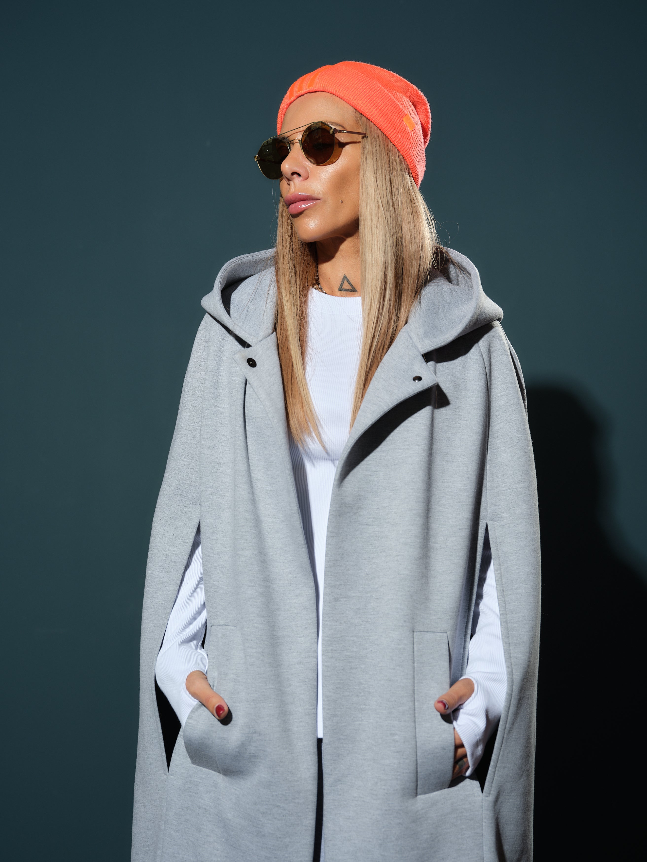 Grey Oversized Sleeveless Coat