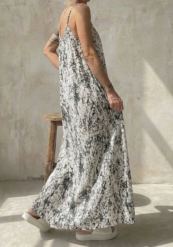 Ink Veil White Maxi Dress