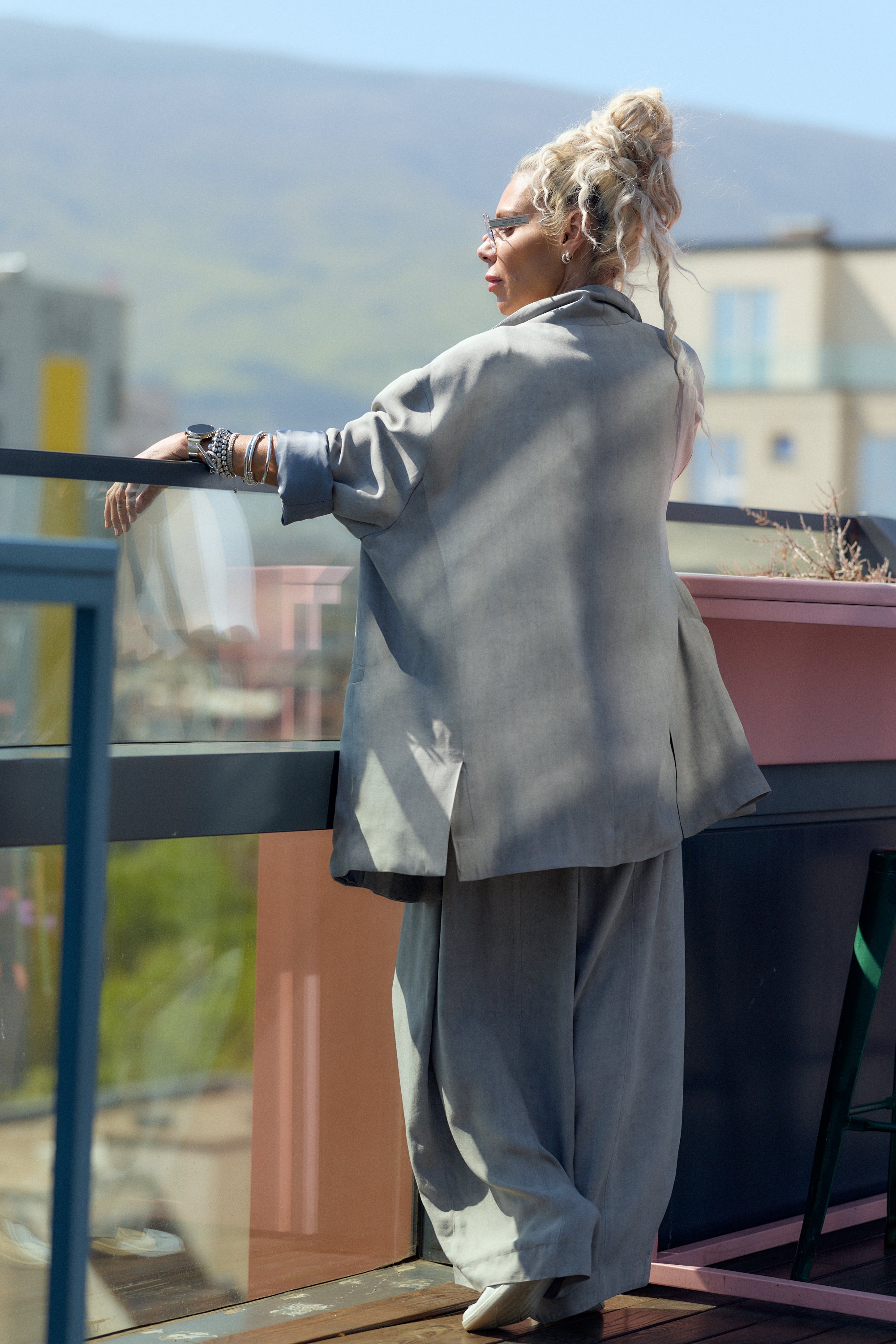 Grey Oversized Flow Blazer
