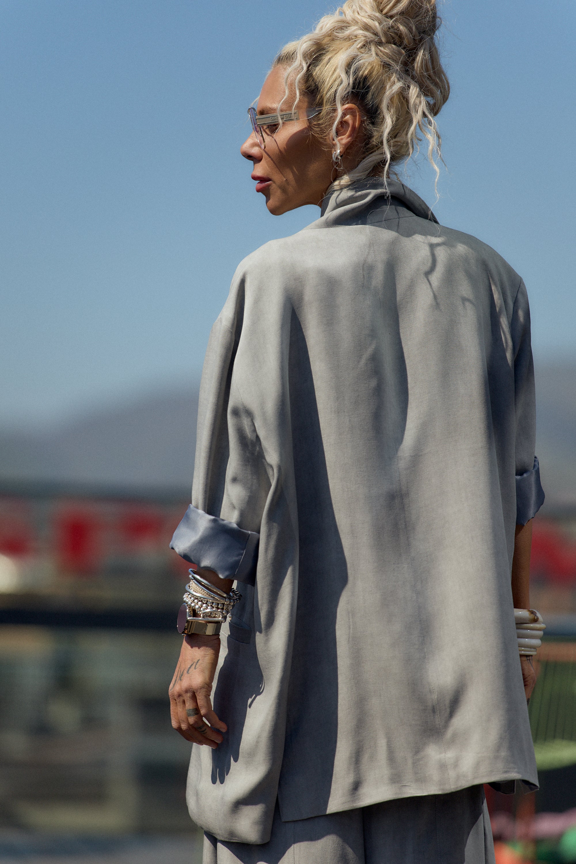 Grey Oversized Flow Blazer