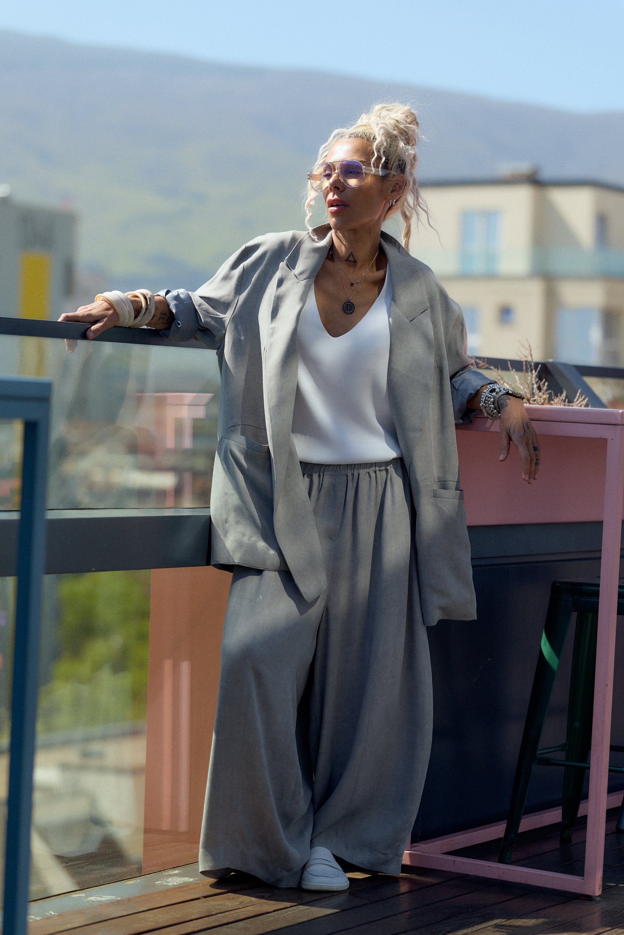 Grey Oversized Flow Blazer