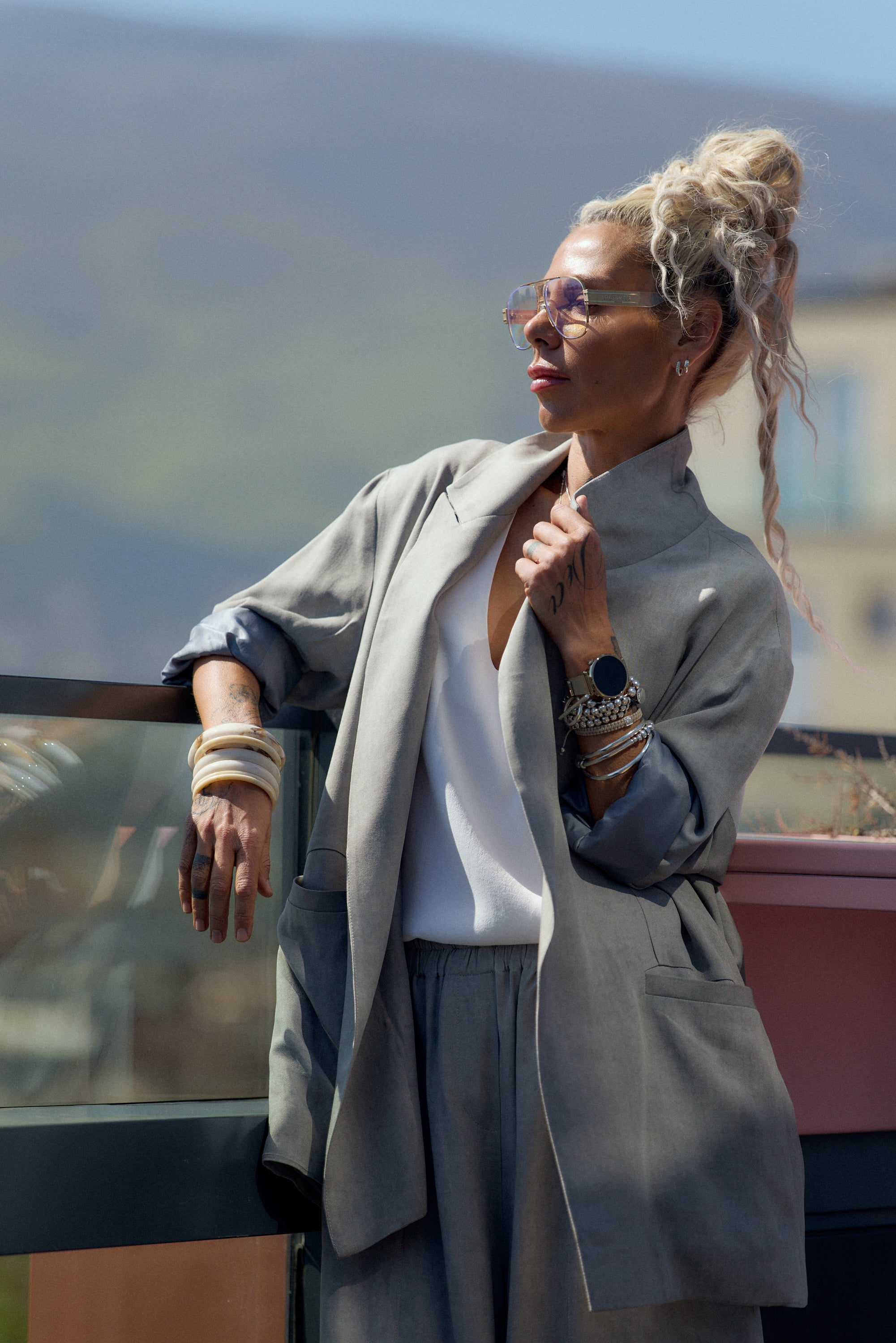 Grey Oversized Flow Blazer