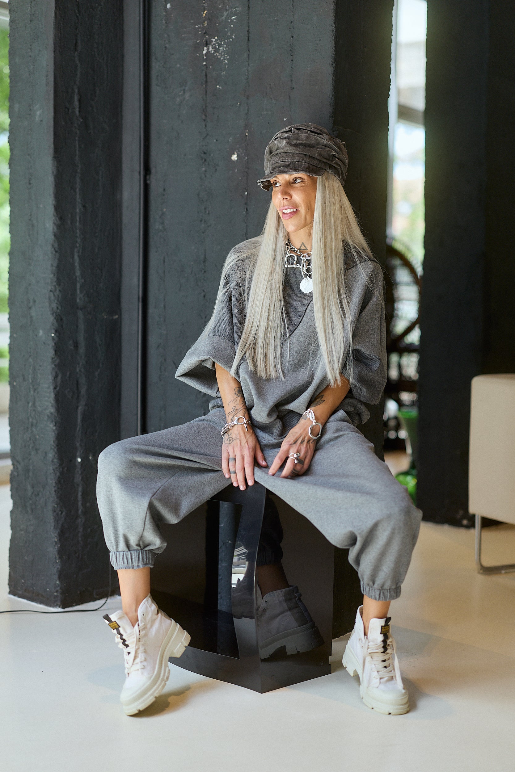 Grey Oversized Sweatshirt & Jogger Set