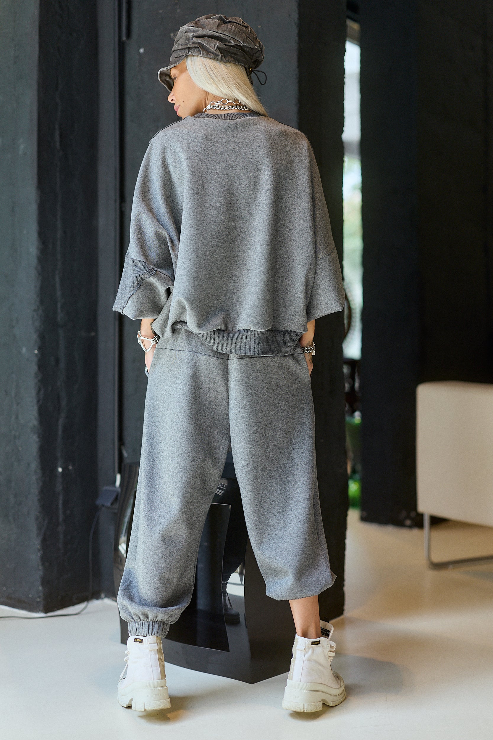 Grey Oversized Sweatshirt & Jogger Set
