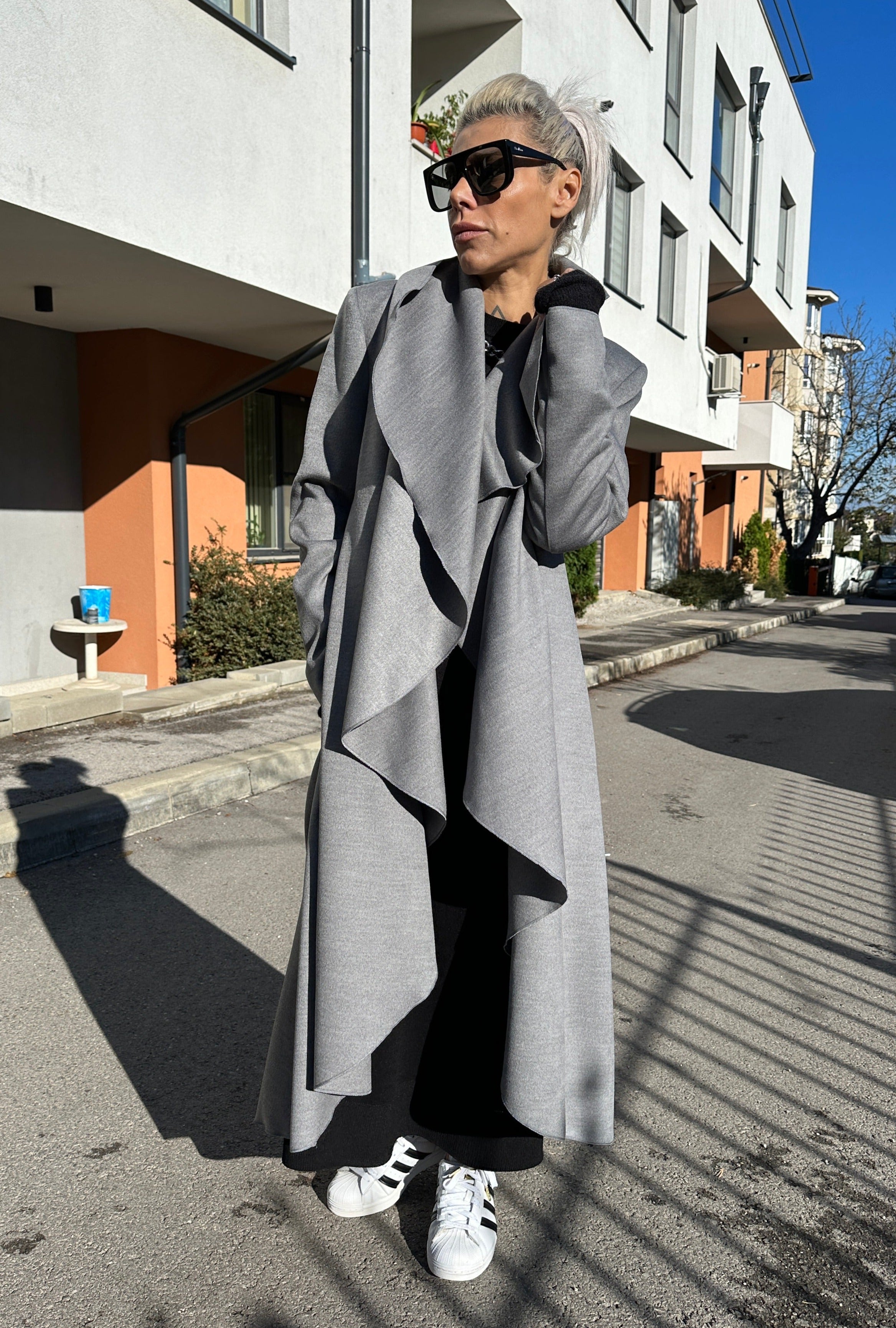 Gray Shawl Collar Coat