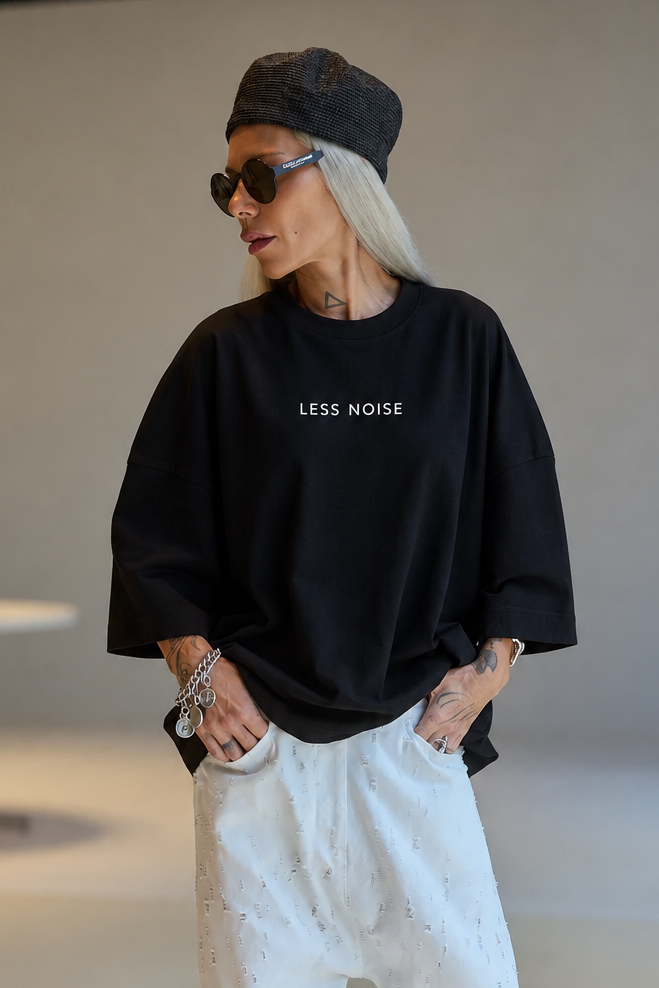 Less Noise Black Oversized Fit T-Shirt