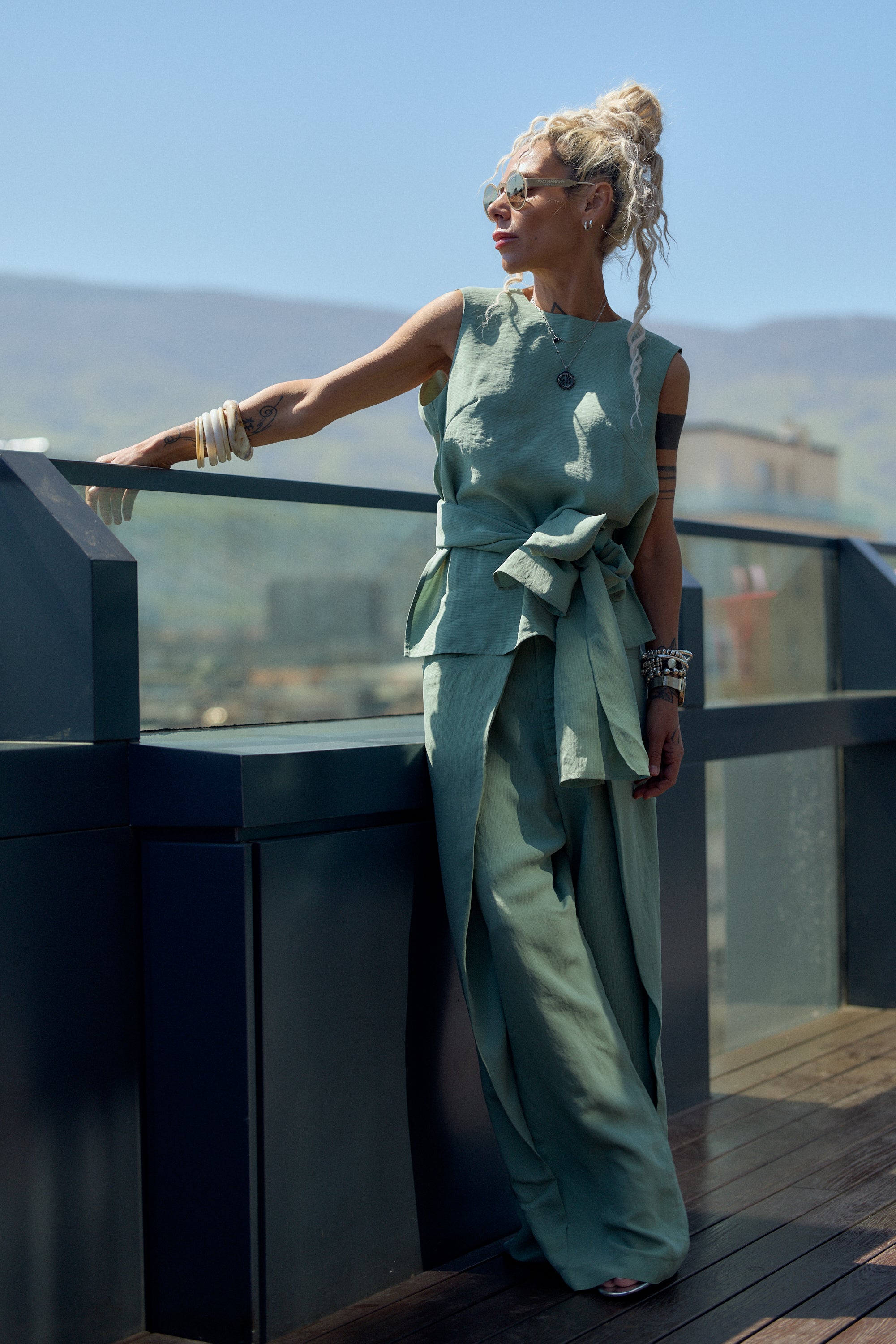 Sage Green Tie-Waist Co-Ord Set