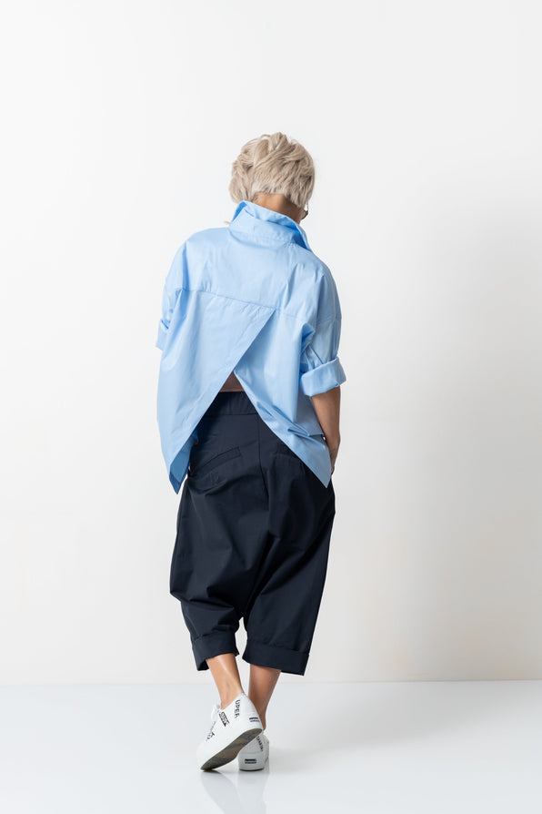 Drop Crotch Pants + Blue Shirt Outfit Set