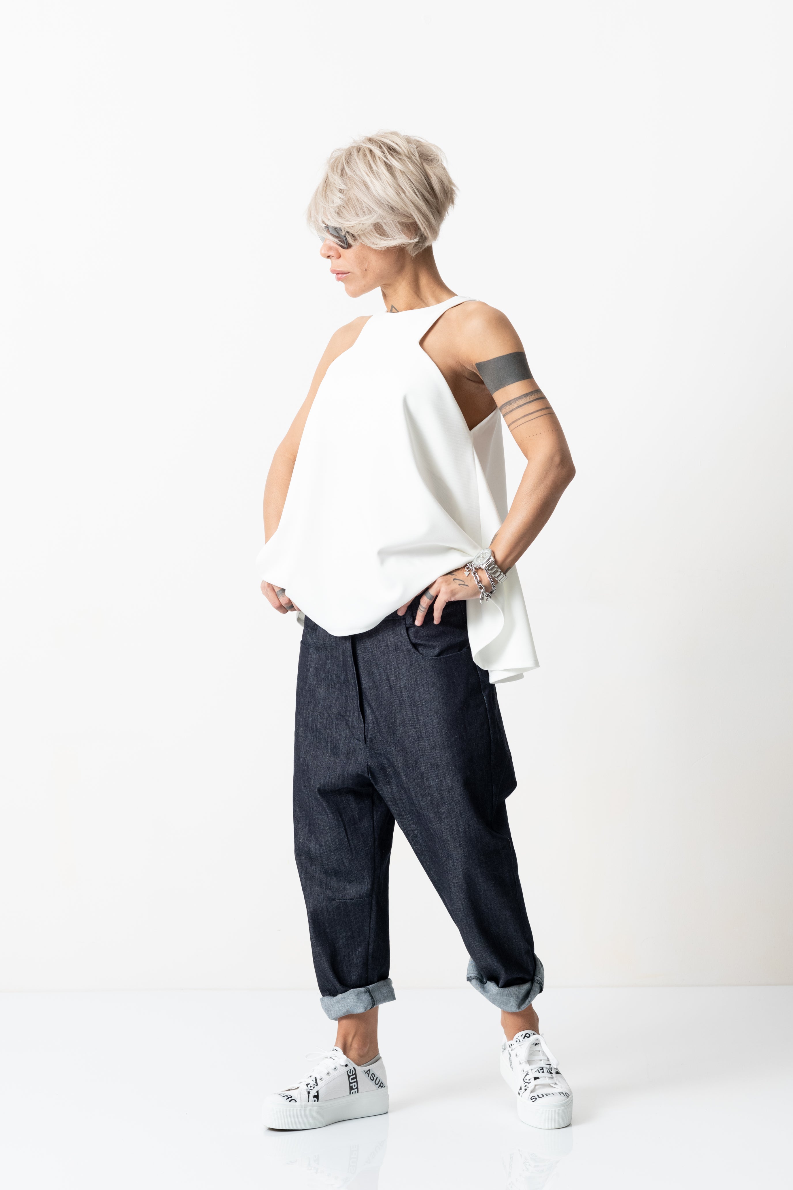 Harem Jeans + Halterneck Top Outfit Set