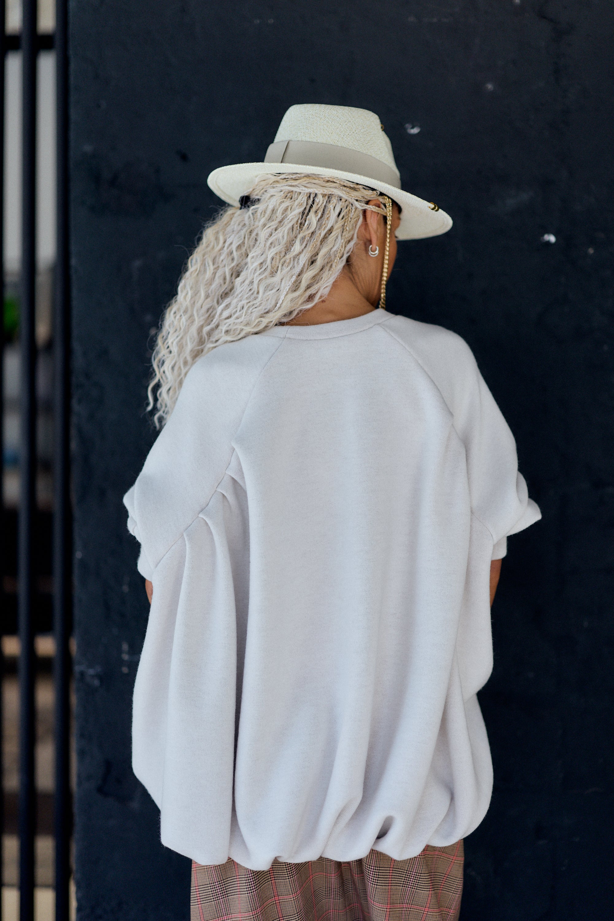 White Oversized Balloon Hem Sweatshirt