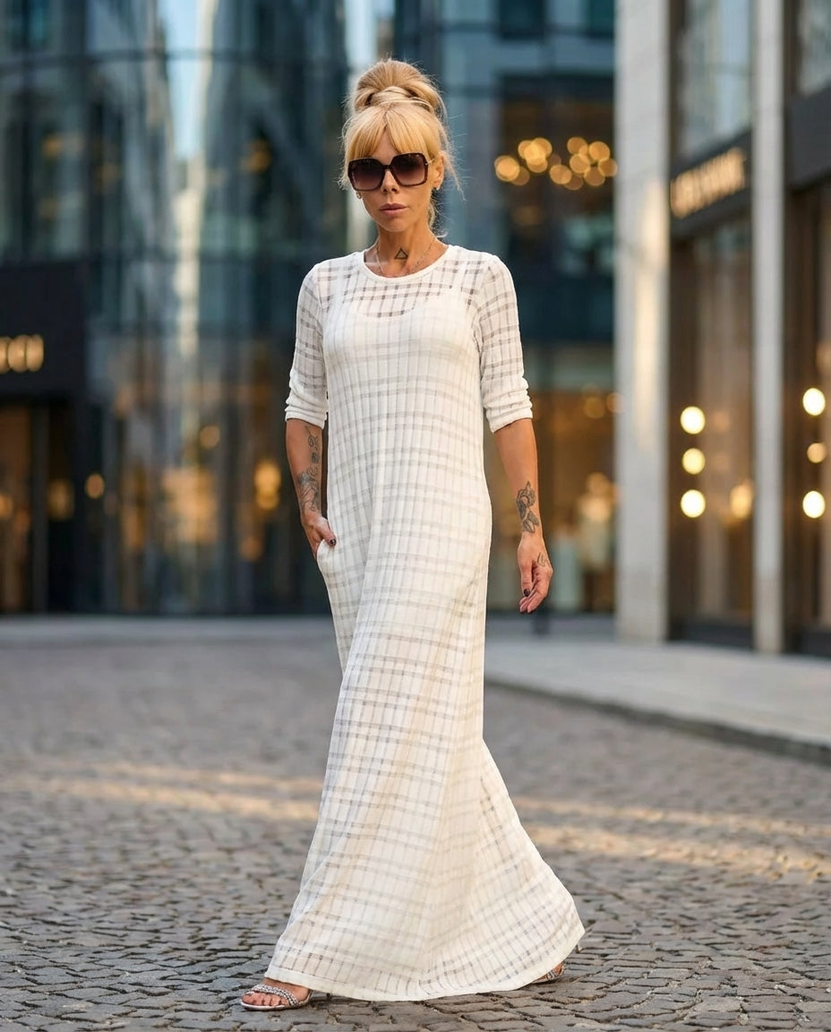 White Knitted Cotton Dress