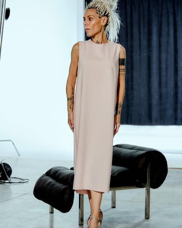 Pink Open-Back Shift Dress