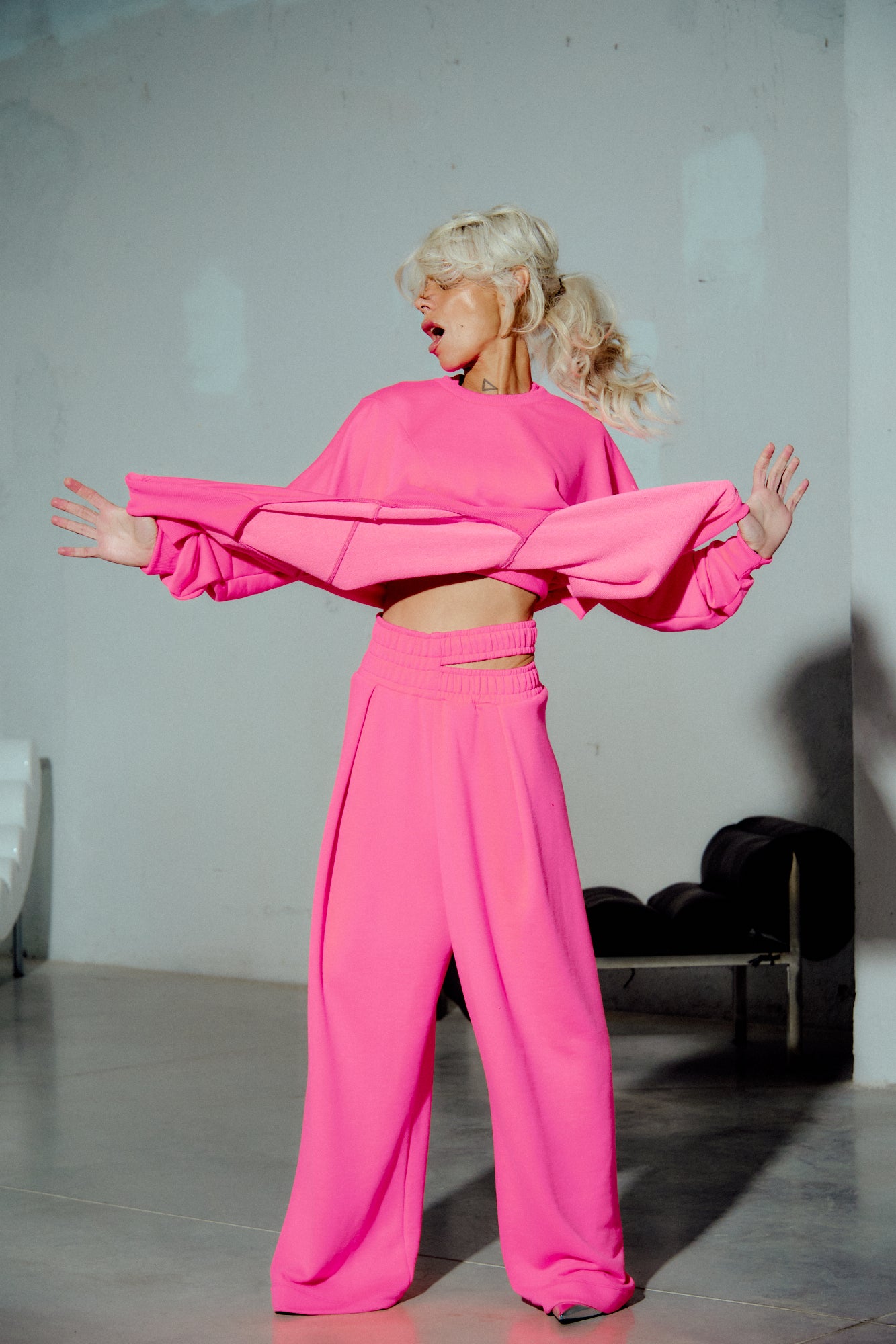 Neon Pink 3-Piece Sweatsuit Set