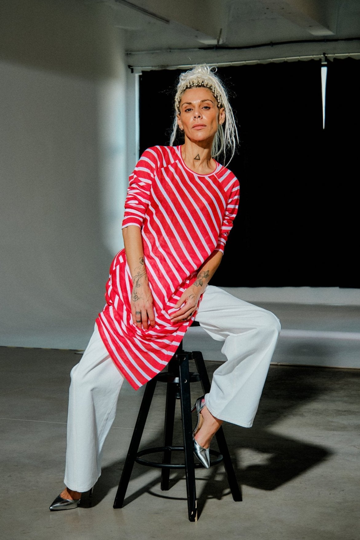 Red Striped Linen Tunic