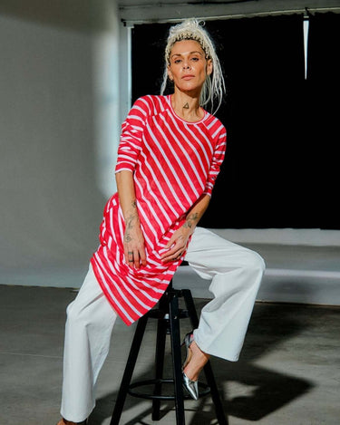 Red Striped Linen Tunic