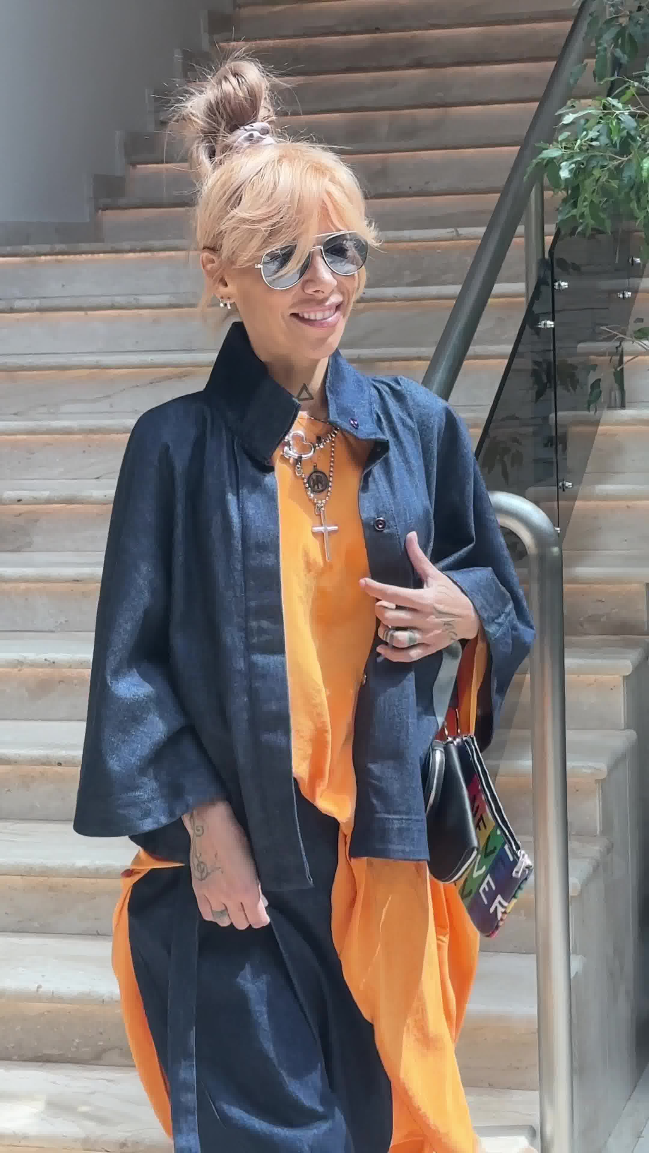 Denim Jacket & Wide-Leg Jeans & Мaxi Tunic