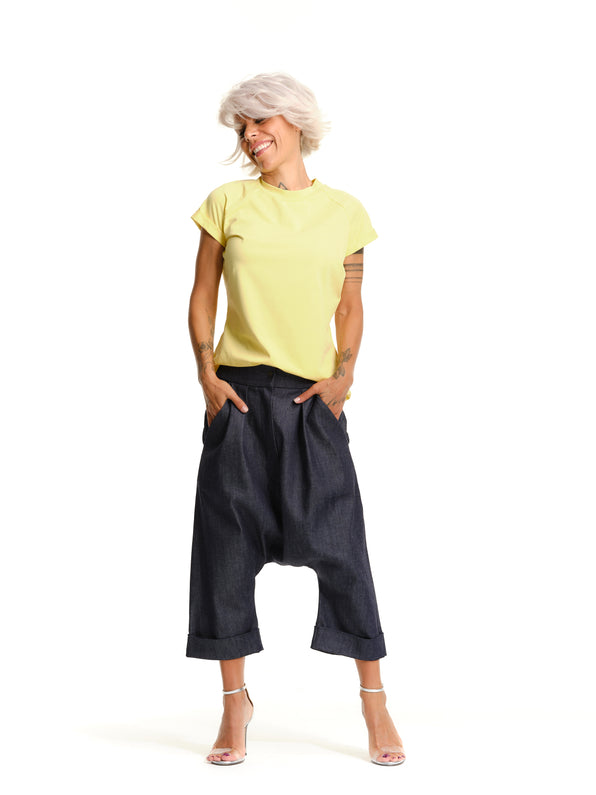 Yellow T-Shirt with Cuffed Sleeves