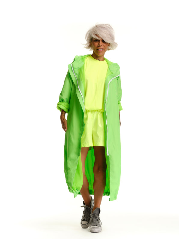 Maxi Neon Green Hooded Sports Jacket