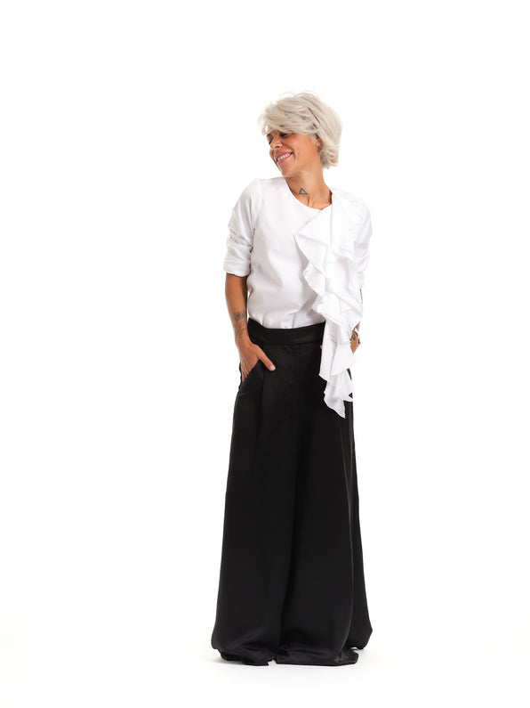 White Elegant Shirt with Jabot