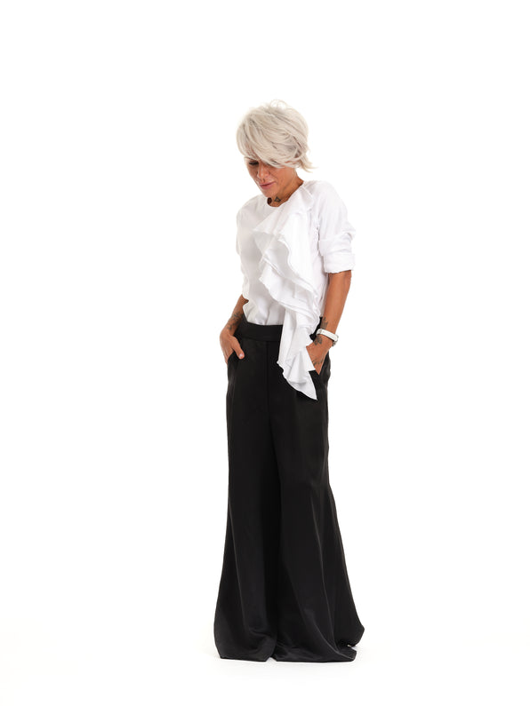 White Elegant Shirt with Jabot