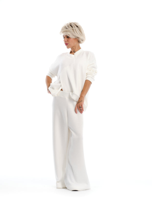 Relaxed Open-Front Cotton Set in Ecru