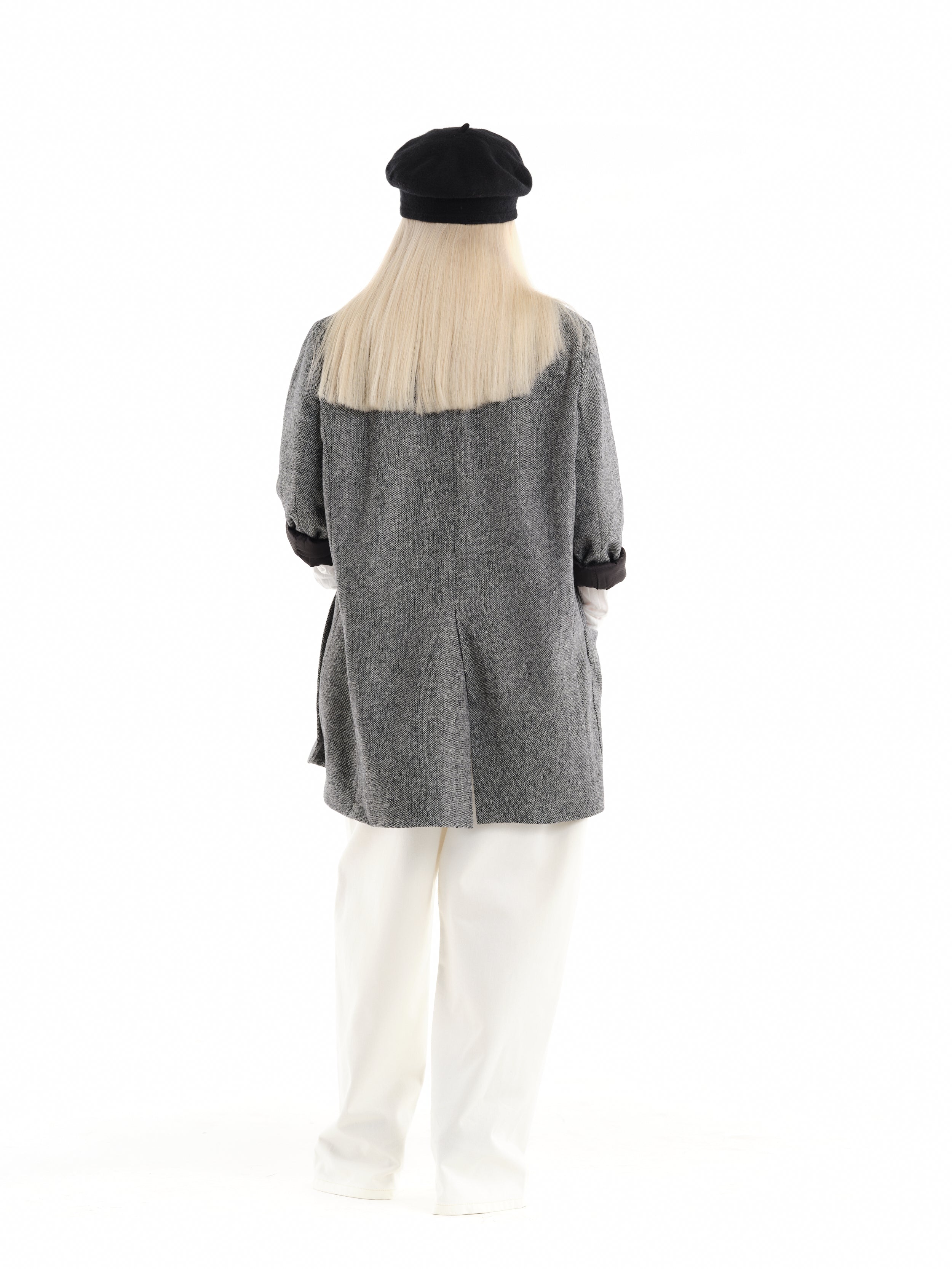 Oversized Straight Cut Wool Blend Blazer