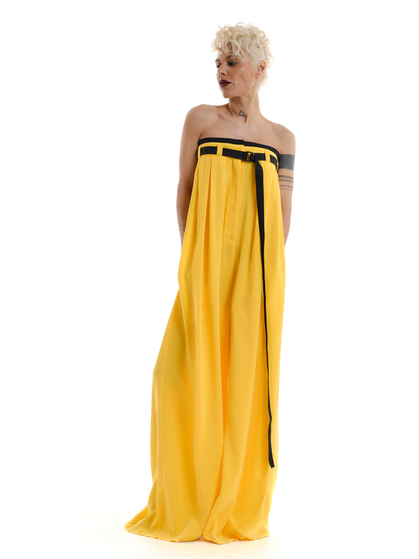 Yellow Strapless Oversized Jumpsuit