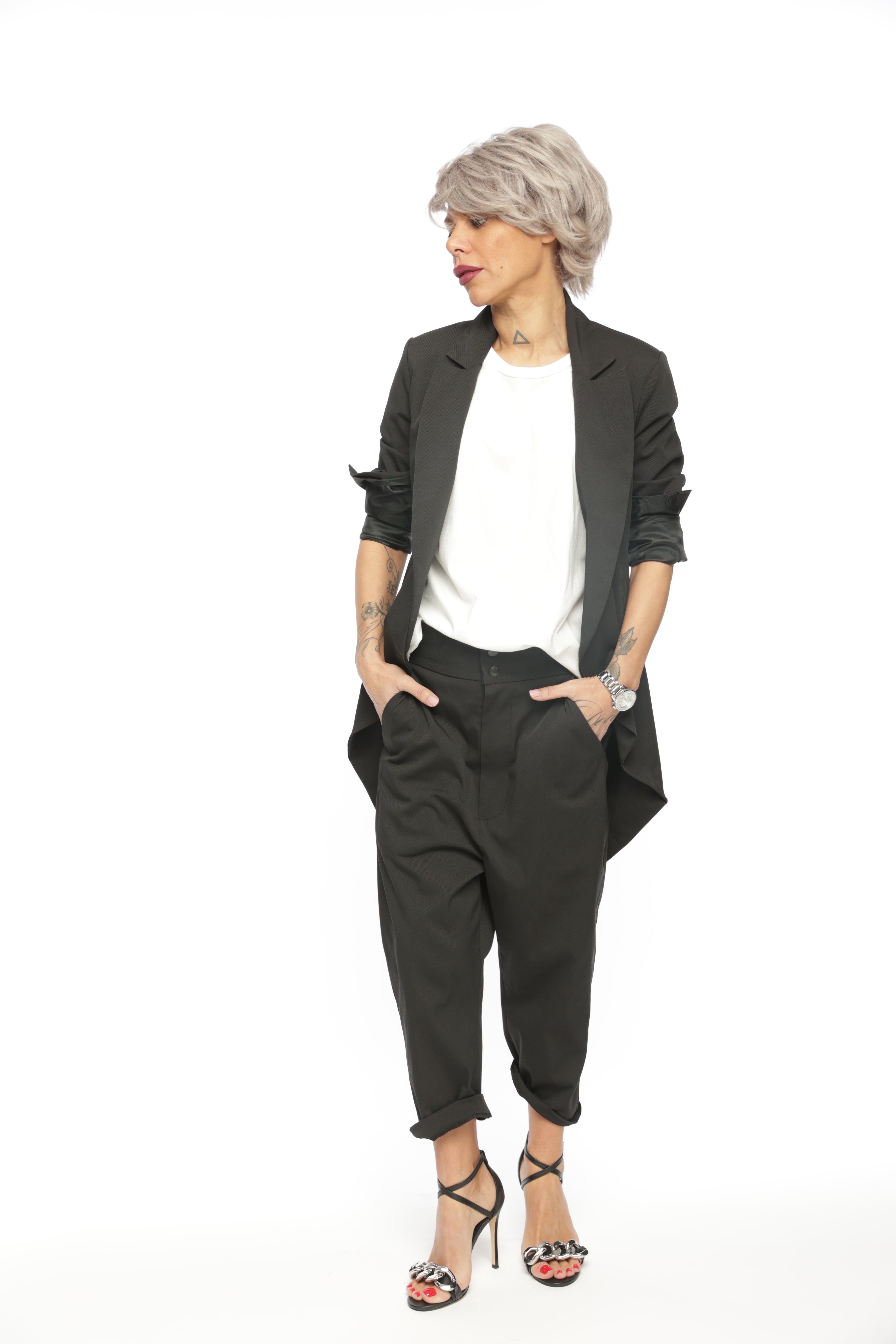 Slim-Fit Blazer Jacket with Long Back