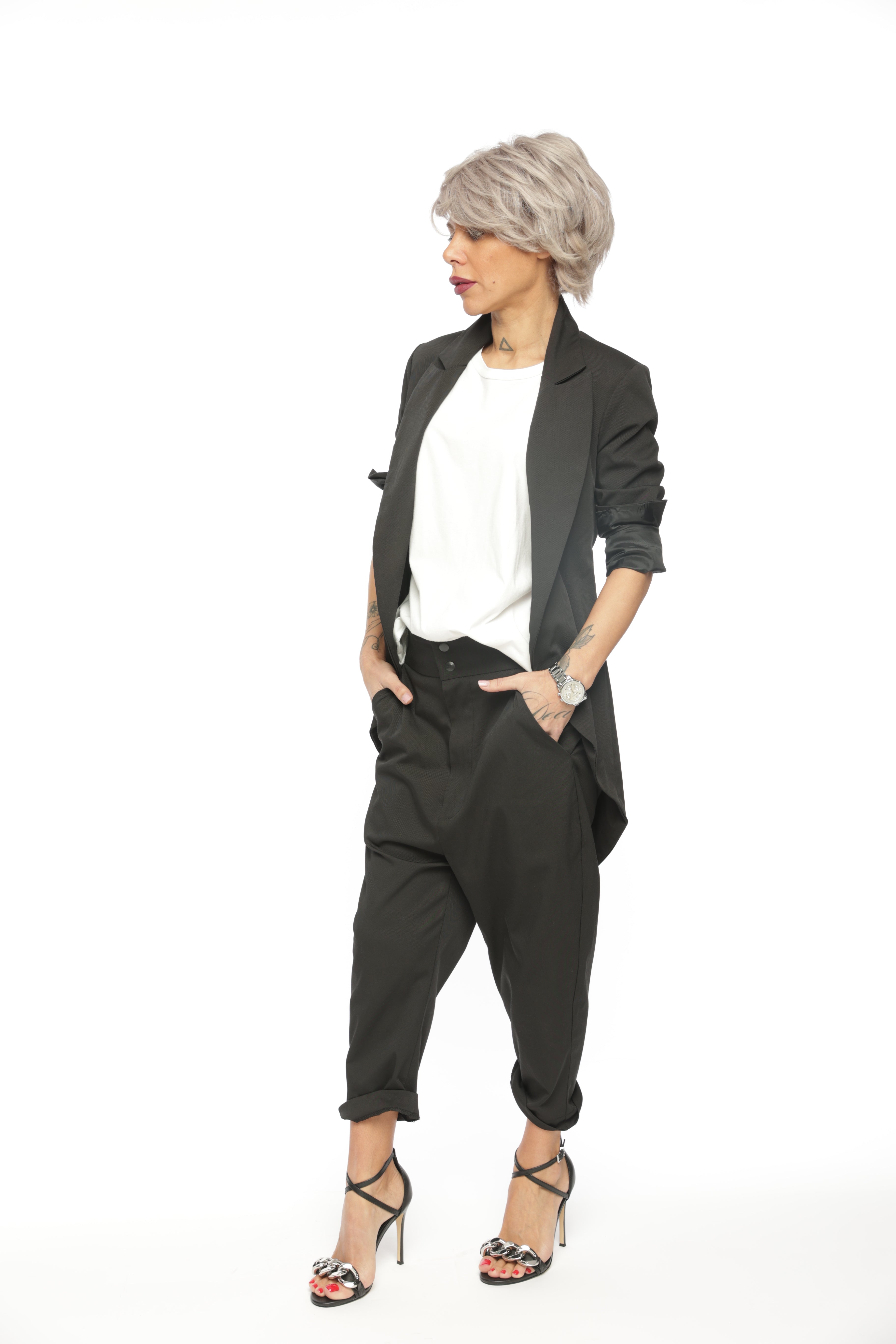 Slim-Fit Blazer Jacket with Long Back