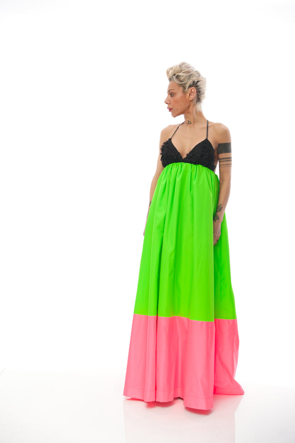 Extravagant Babydoll Color-Blocking Dress