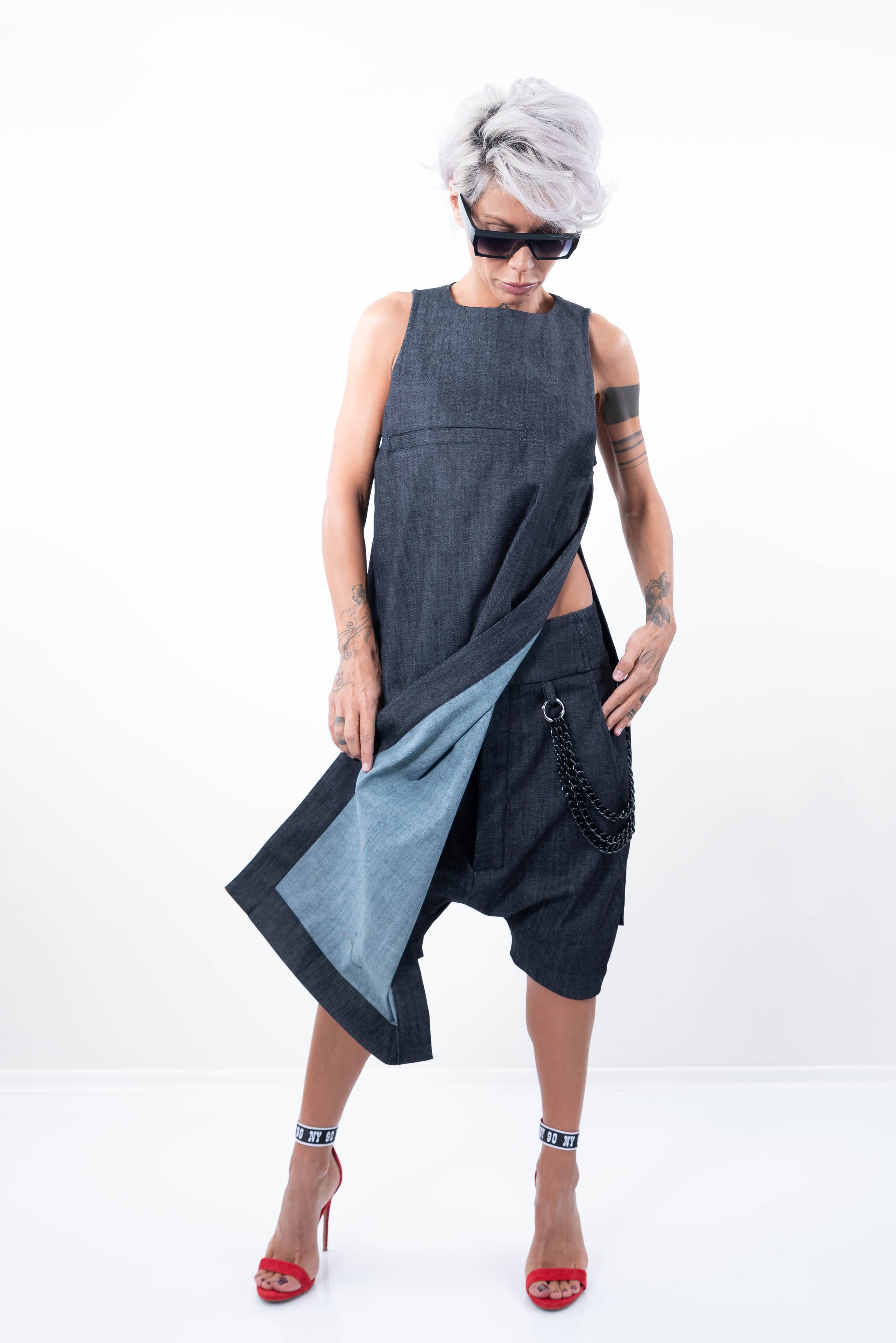 Denim Loose Casual Drop Crotch Harem Pants - Clothes By Locker Room
