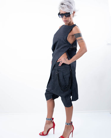 Denim Loose Casual Drop Crotch Harem Pants - Clothes By Locker Room