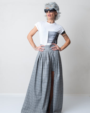 White T Shirt Blouse with Big Front Tulle Pocket and short sleeves - Clothes By Locker Room